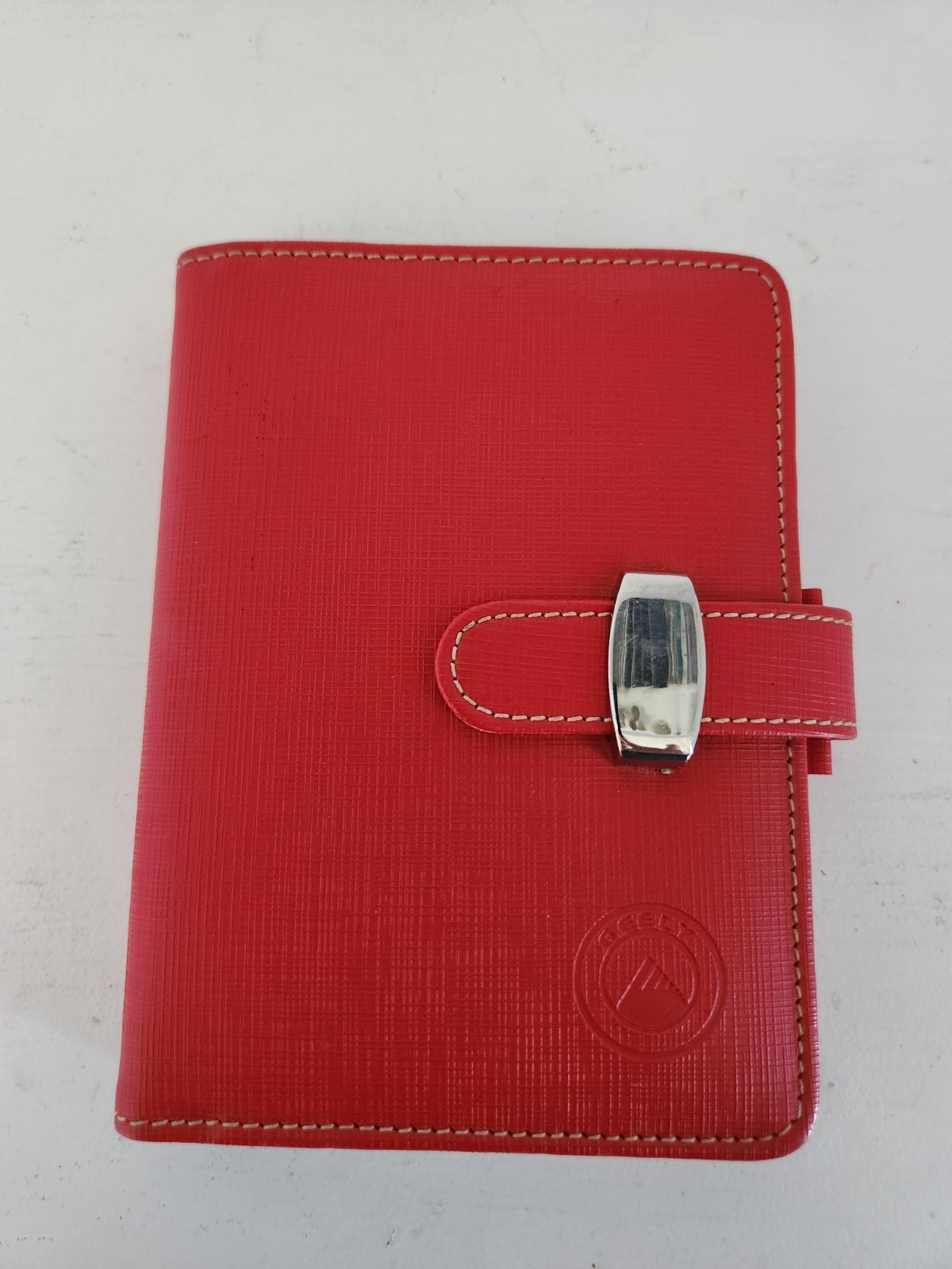 Geely Red Faux Leather Mini Planner Binder Notebook 6-ring 3″x5″-pages New