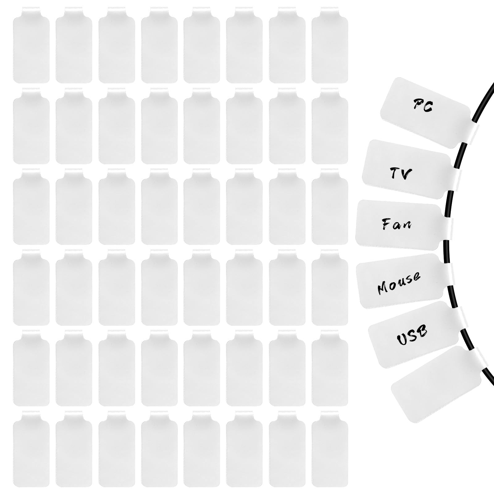 LIQWEI 40Pcs Cable Labels, Write On Cord Labels 1.57 x 0.8 inches, White