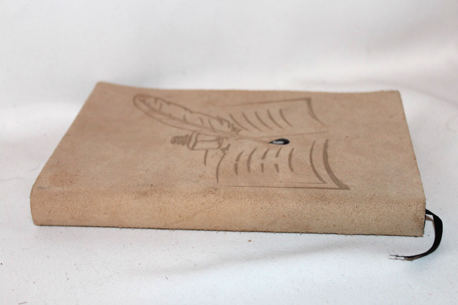 6 x 8 Journal Quill Natural Leather Suede Made in Italy Barnes Noble NEW