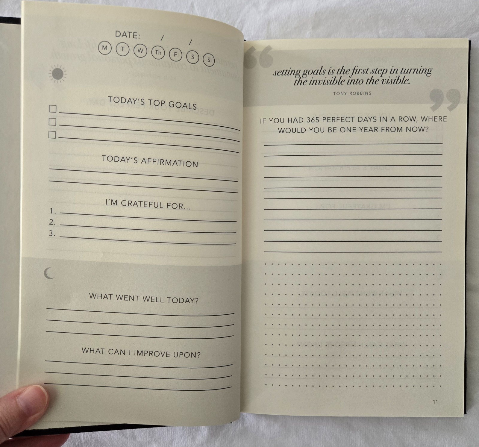 Intentions Journal – Black Cover, Daily Check-Ins (See Description)