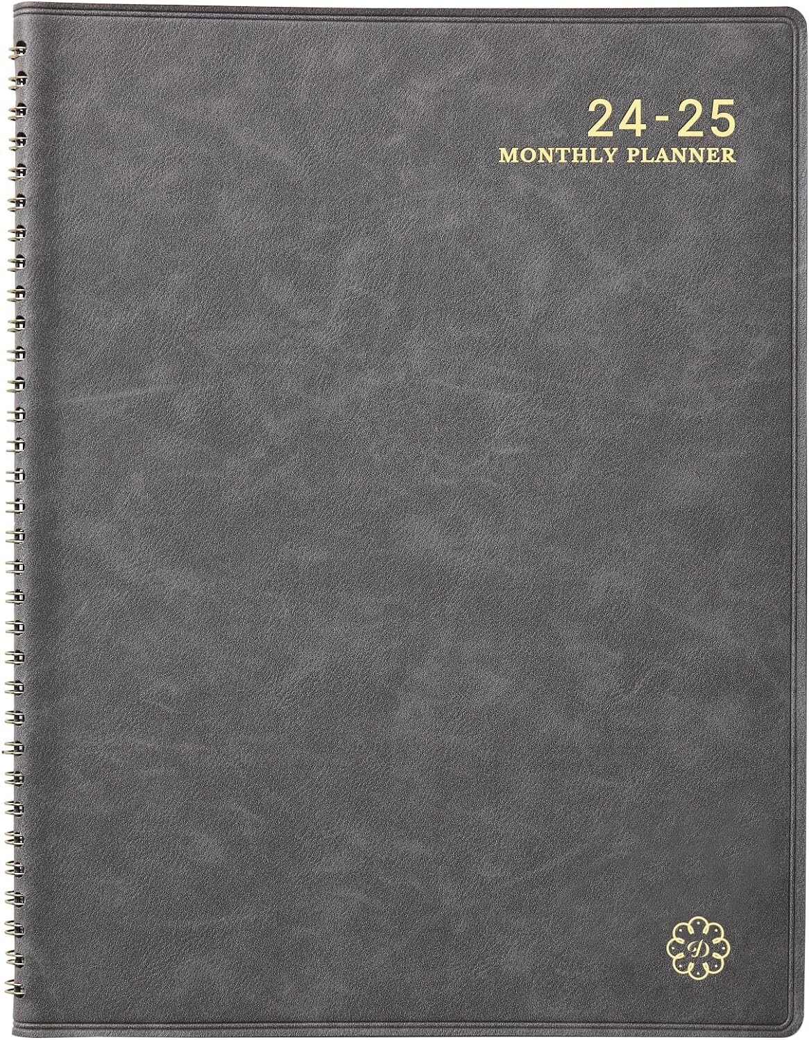 Monthly Planner Jul 2024-Dec 2025 Leather Cover 18Month Planner 9″x11″, Grey