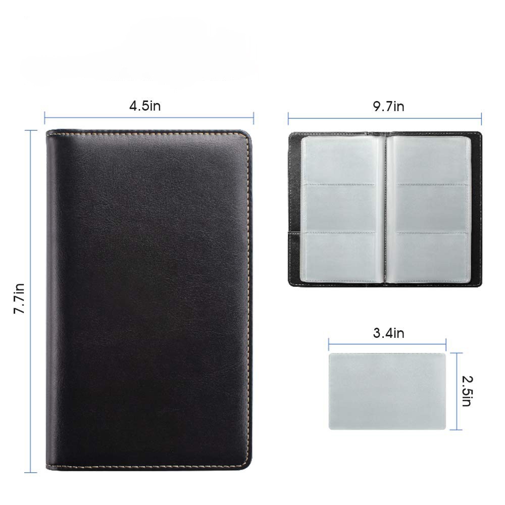 Credit Card Holder, 240 Pocket Leather Book, Professional, Black