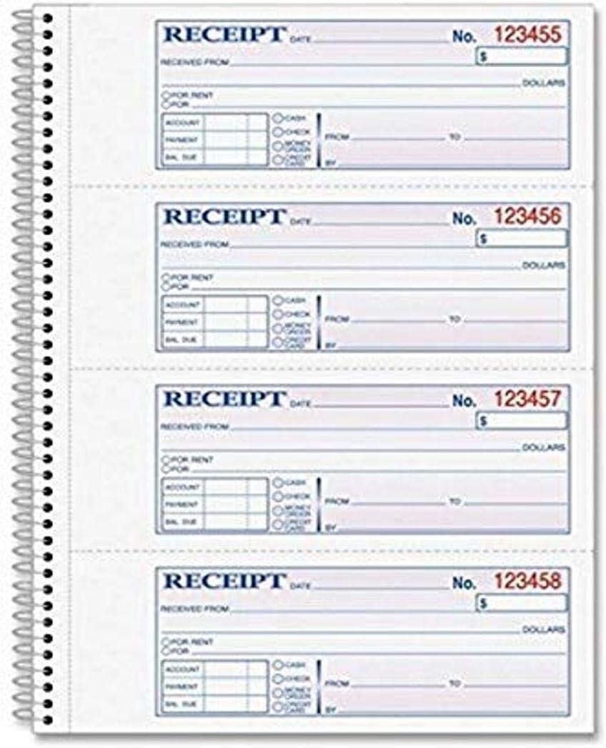Adams Money and Rent Receipt Book, 2-Part Carbonless, 7-5/8″ x 11″, Spiral…