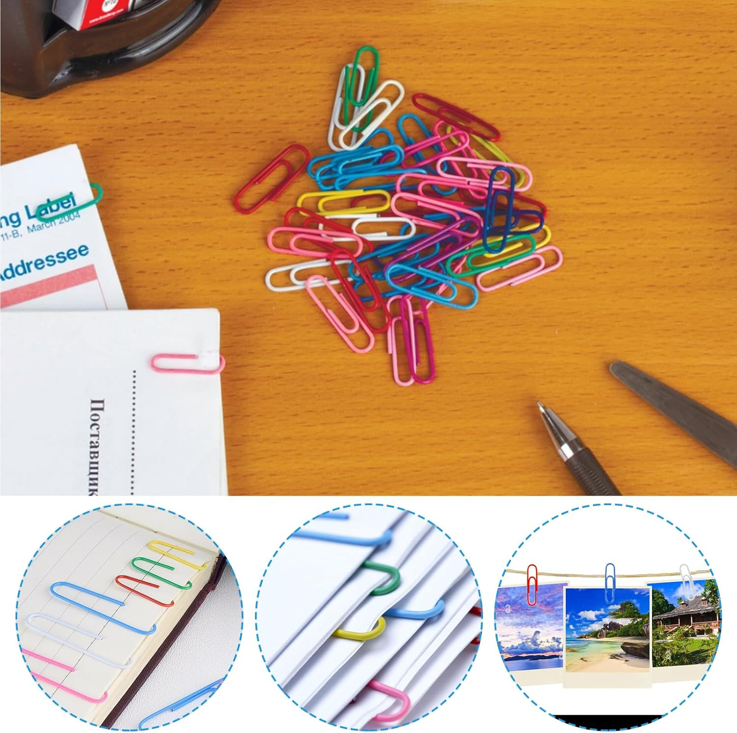 320PCS Paper Clips Binder Clips,Colored Paperclips and BinderClips Assorted Size