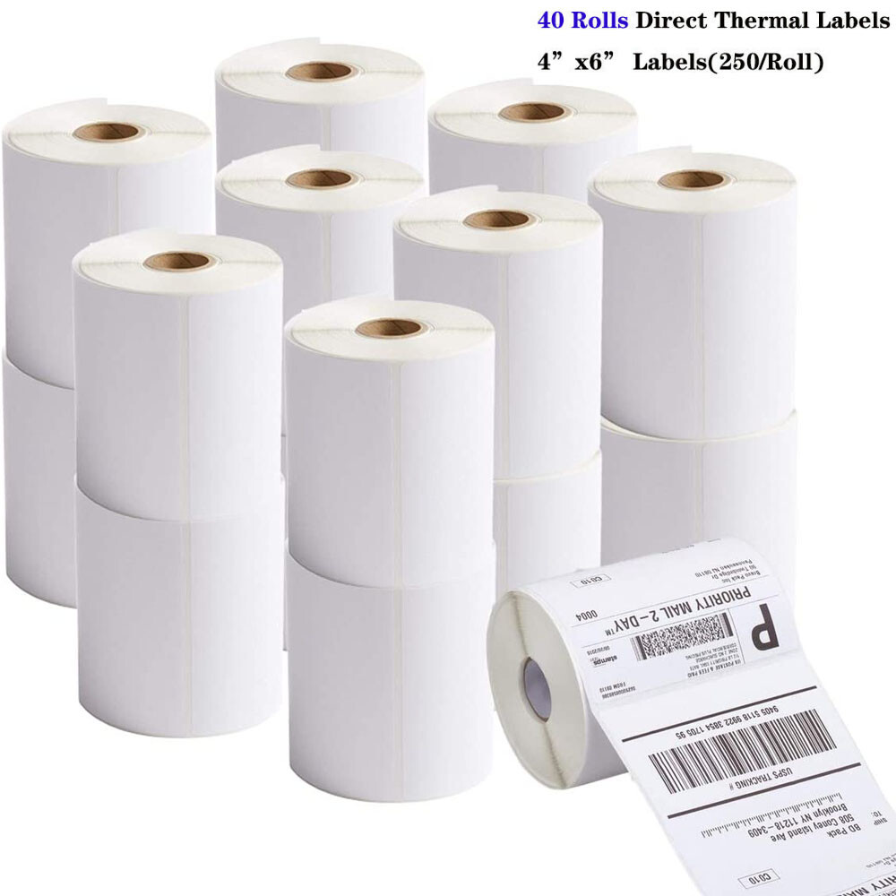 40 Rolls 4×6 Direct Thermal Shipping 10000 Labels For Zebra 2844 Eltron ZP450 US