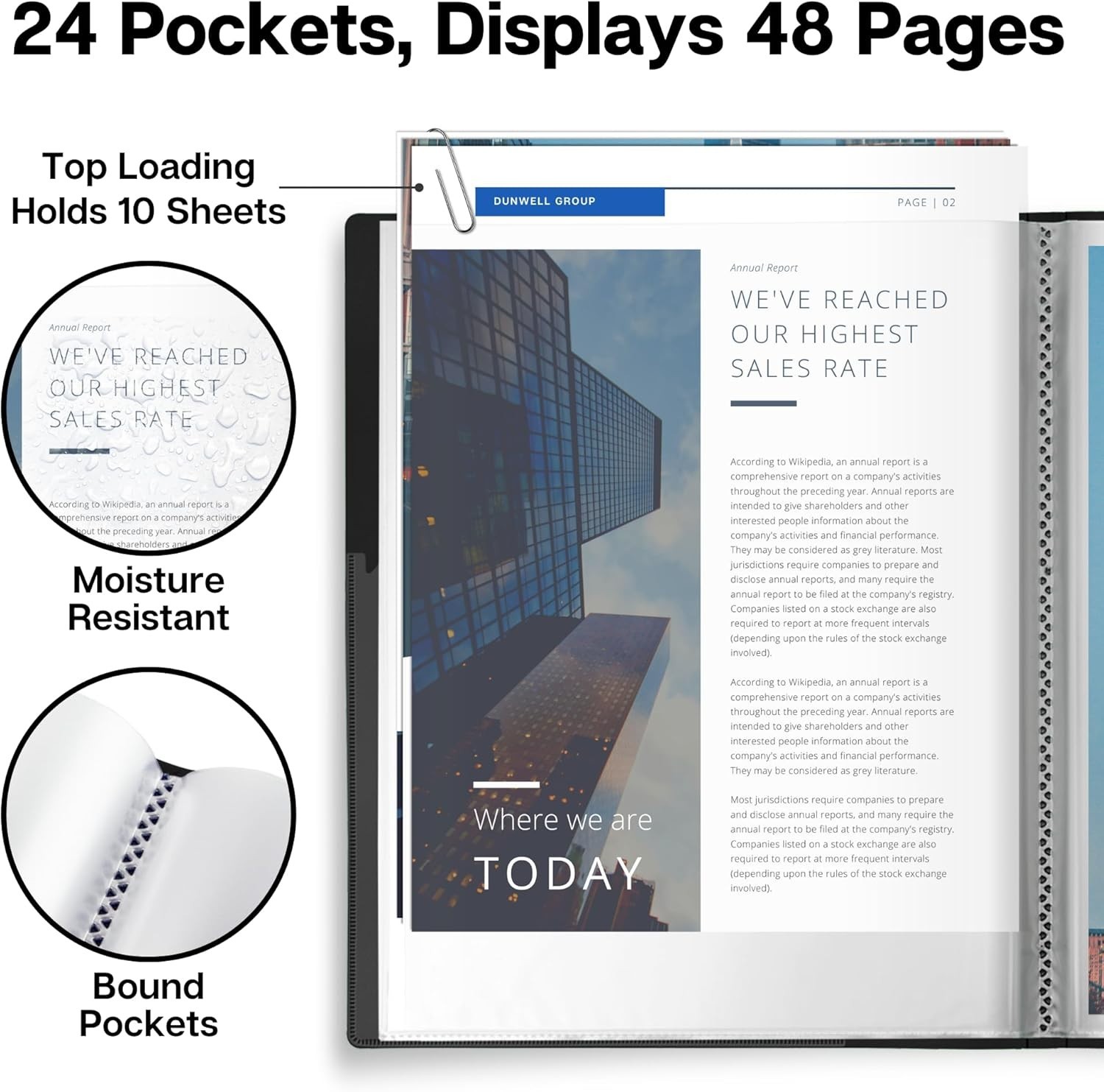 Presentation Binder 24-Pocket, Displays 48 Pages, 8.5×11 Portfolio Binder wit…
