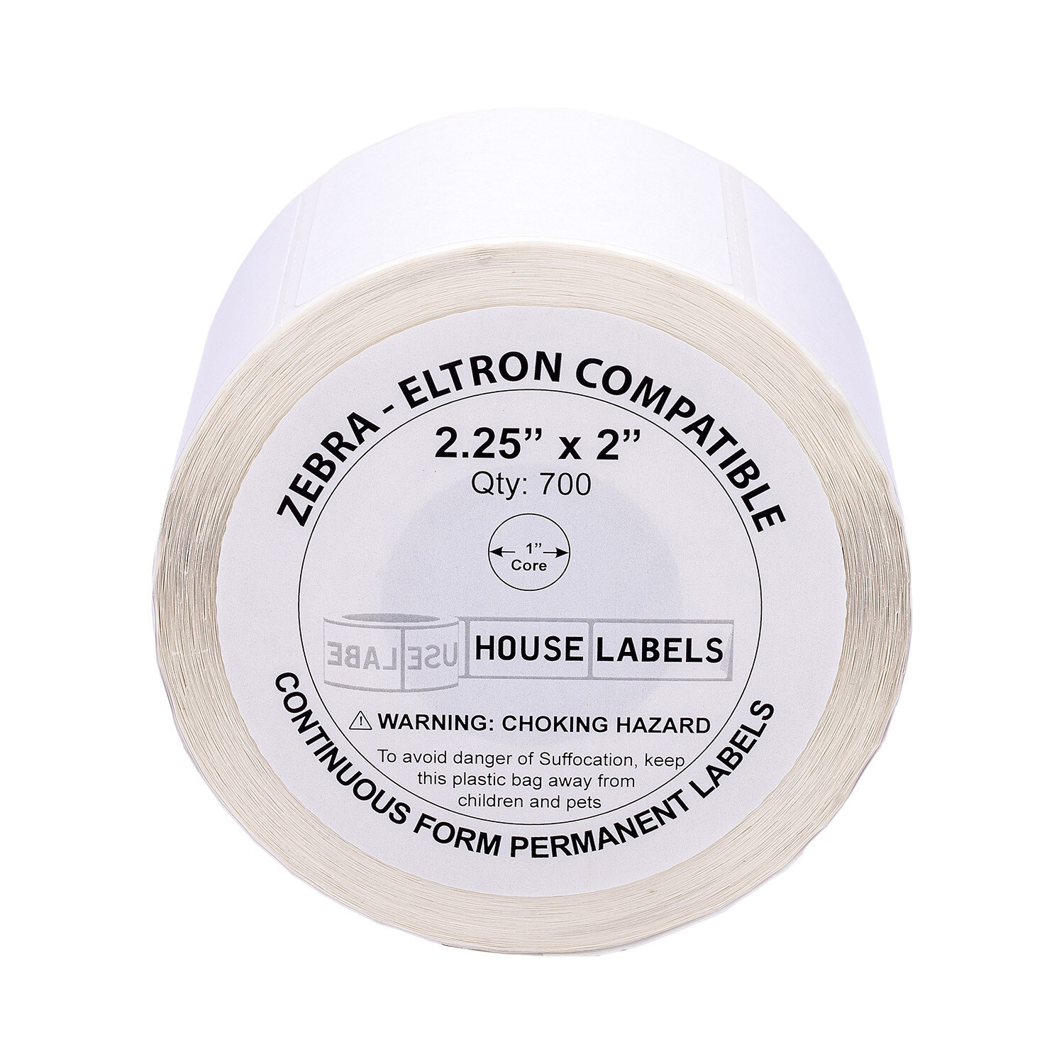 2.25″x2″ Direct Thermal White Labels on a 1″ core, 1 Roll 700 Labels Per Roll