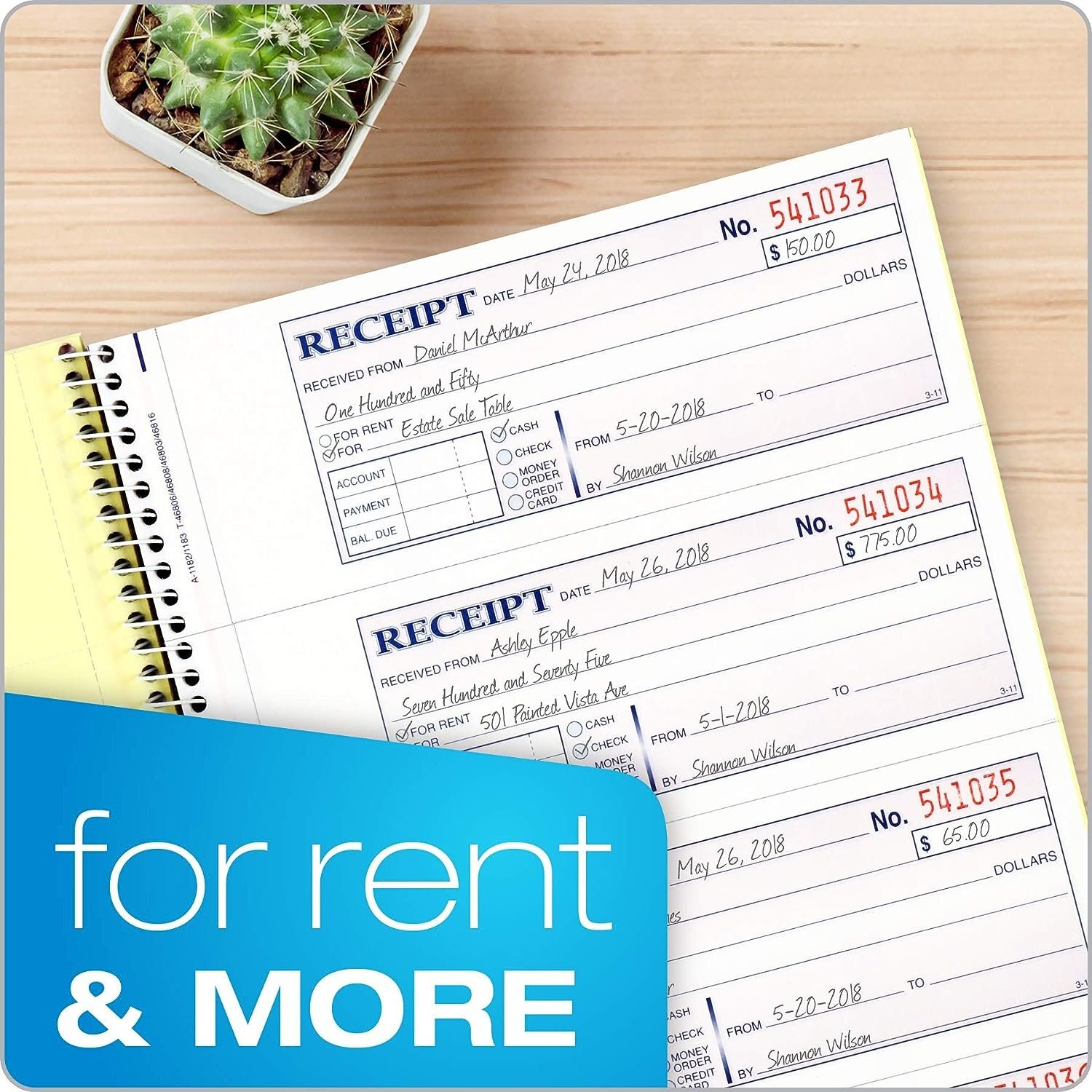 Adams Money and Rent Receipt Book, 2-Part Carbonless, 7-5/8″ x 11″, Spiral…