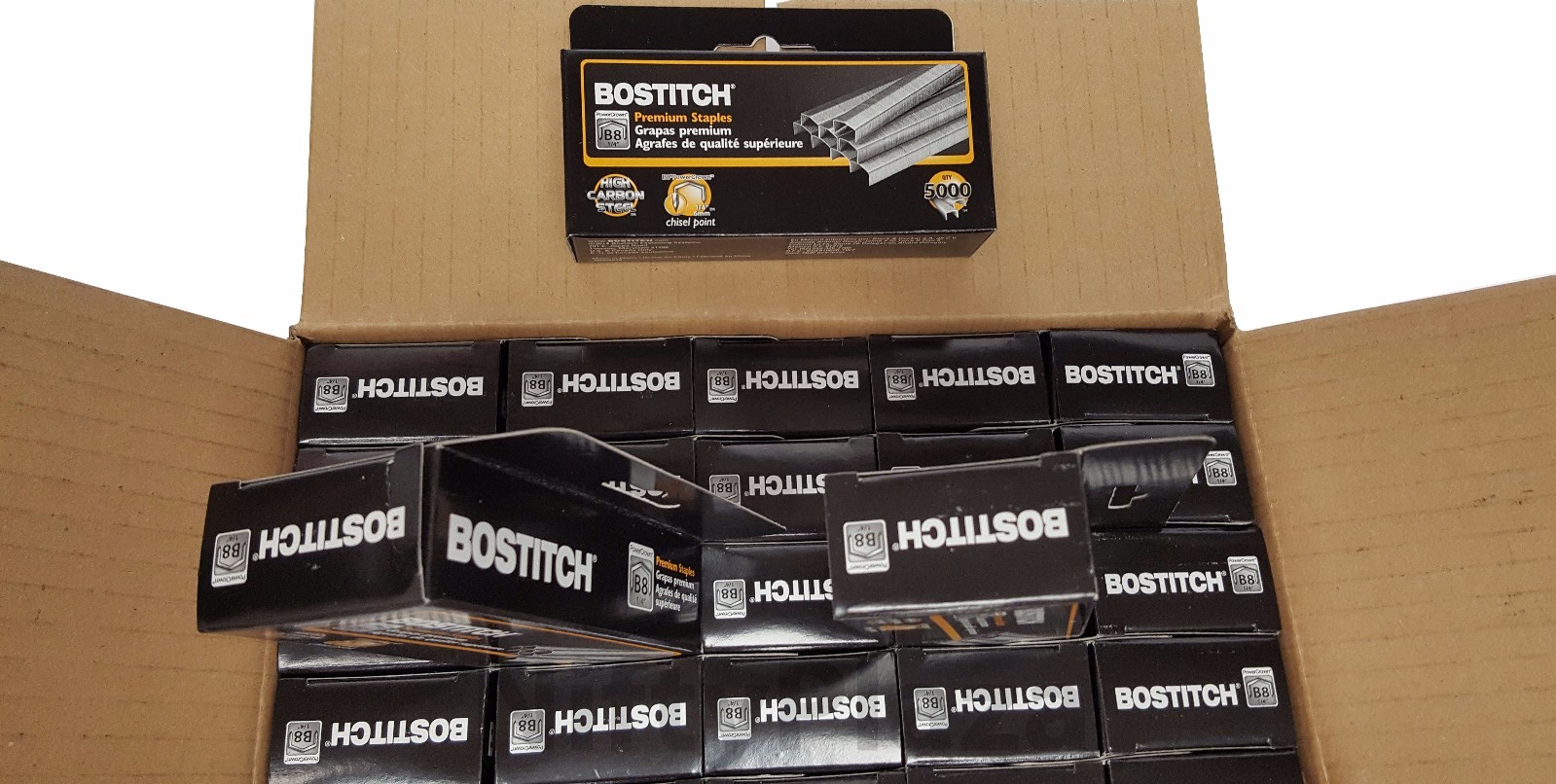 Lot of 25 New Boxes Stanley-Bostitch B8 Staples 1/4″ 5000 per box, 125,000 total