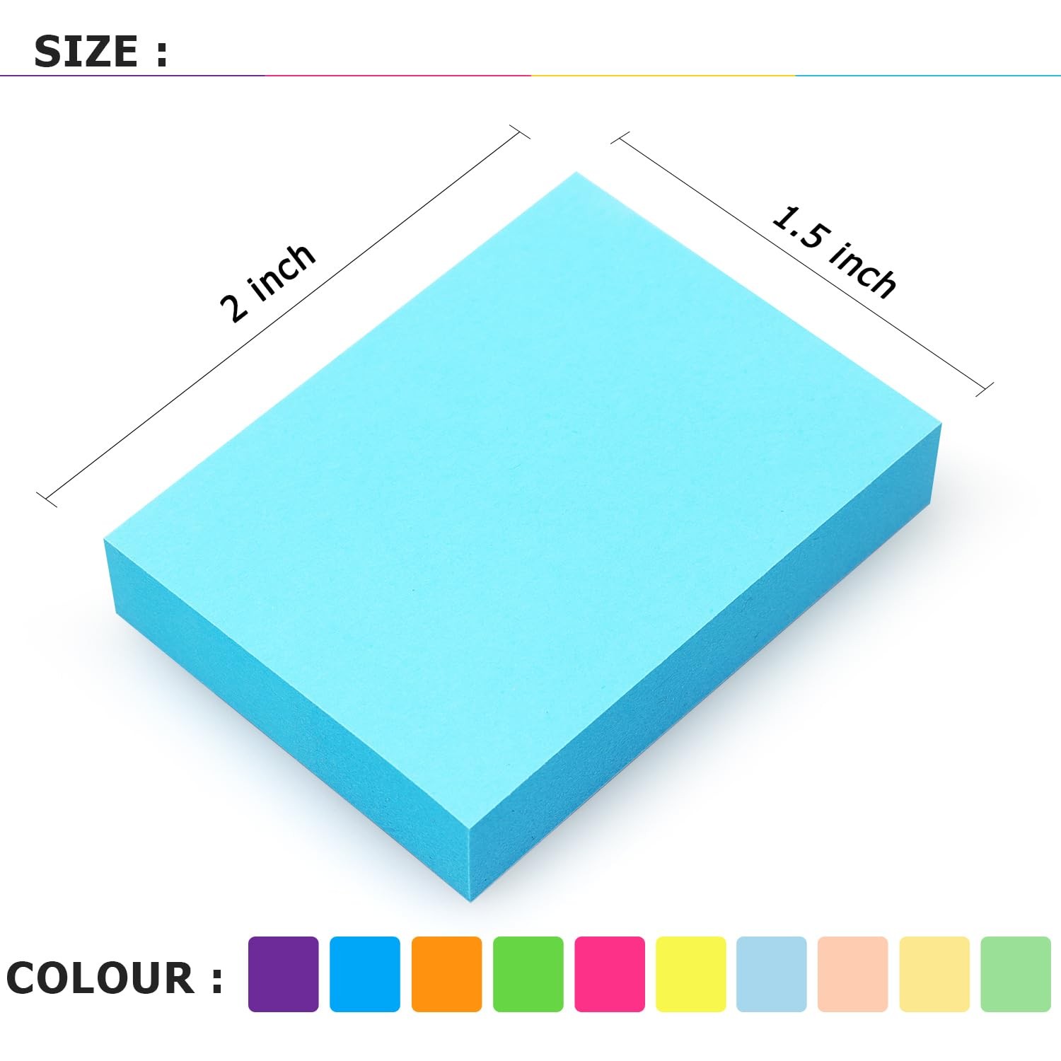 30 Pads Post It Notes 10 Colors 1.5 x 2 Inches Small Post It Notes 100 Sheets