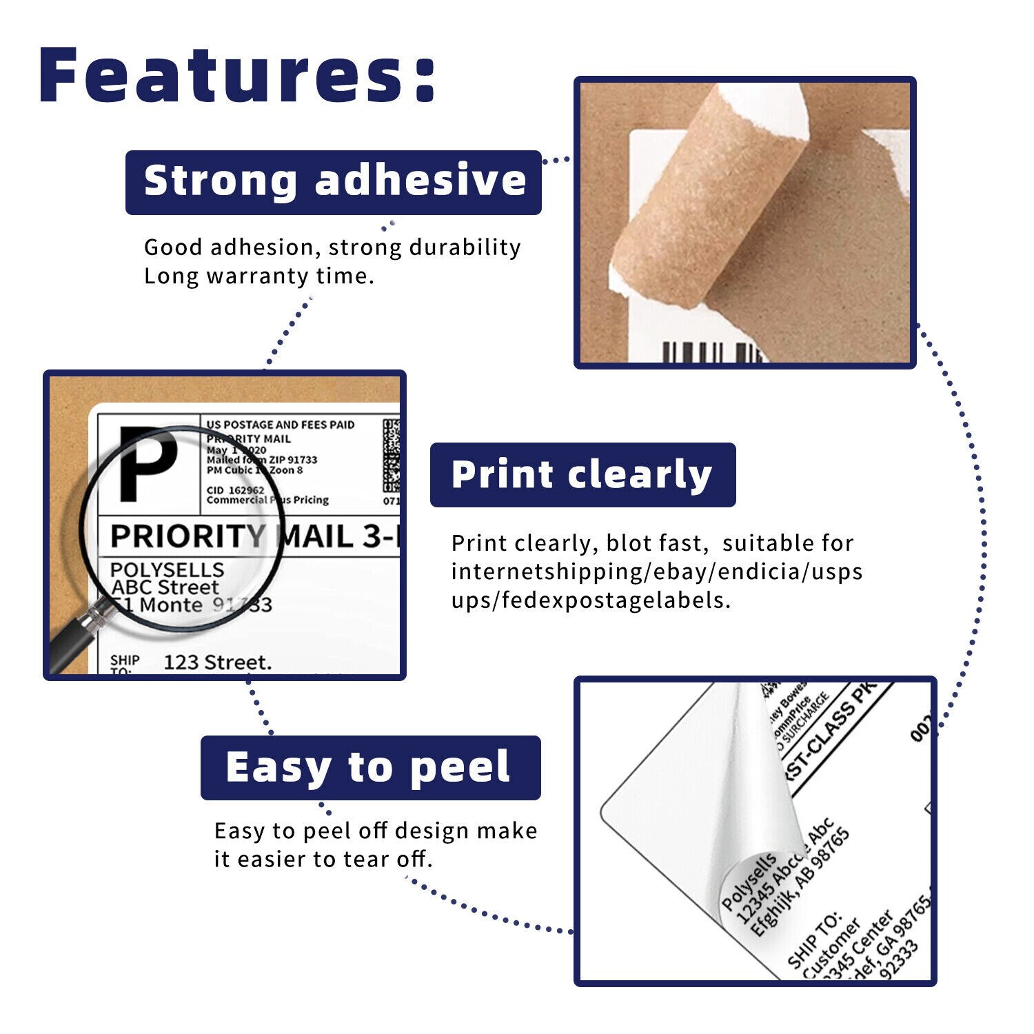 High-Quality 4×6 Inch Roll/Stack Direct Thermal Printing Shipping Labels