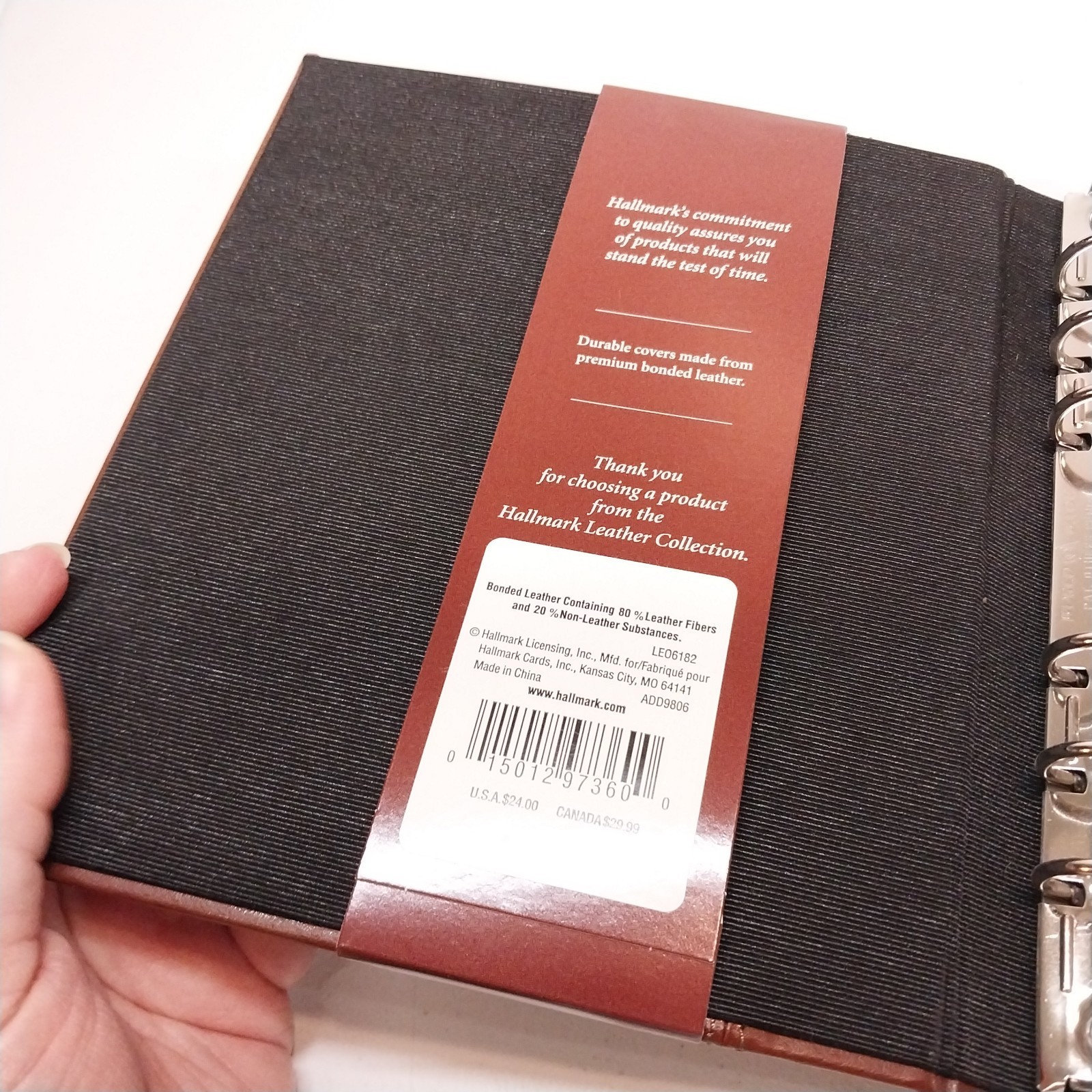 Brown Bonded Leather Address Book 6-Ring Binder Non-Dated Calendar Hallmark