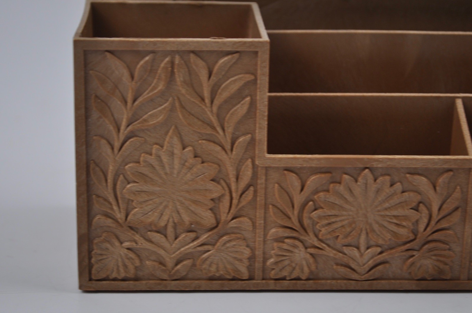 Vintage Desk Organizer Small Plastic Brown 9 1/2 inch