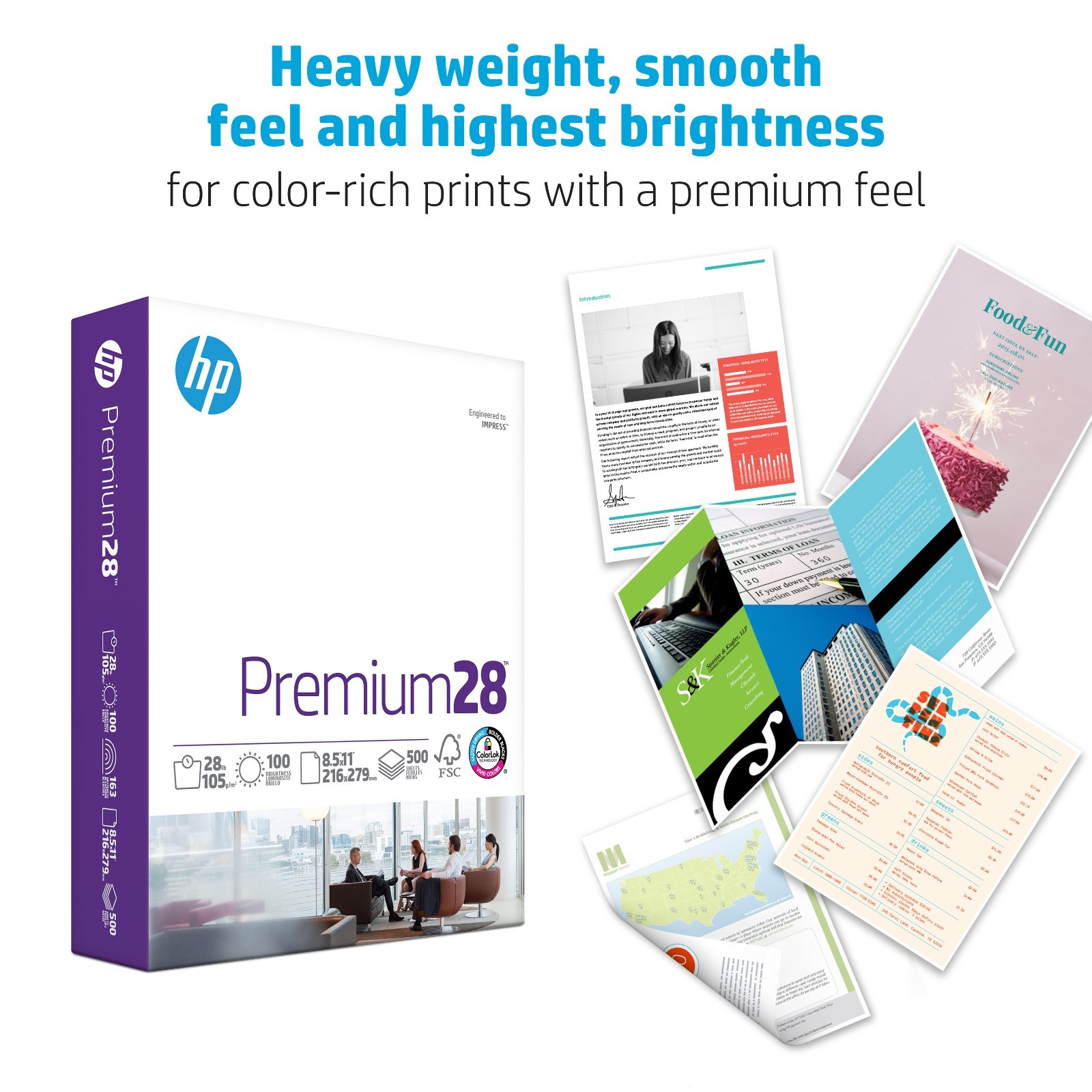 HP Premium Printer Paper 28lb 8.5×11 White 2500 Sheets (5 Ream)