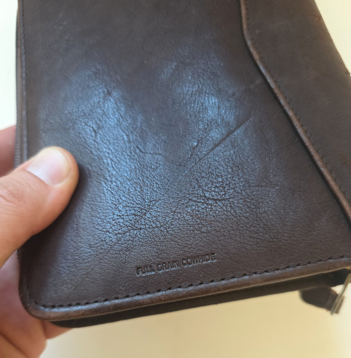 Franklin Covey Brown Top Grain Cowhide Leather Classic Full Zip Binder 6 Ring