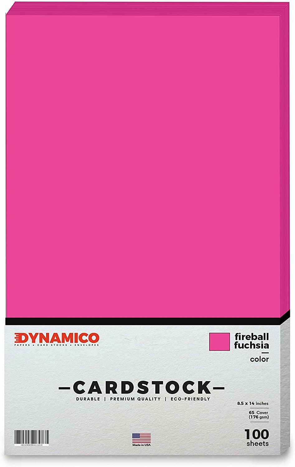 Fireball Fuchsia Bright Color Cardstock, 65lb Cover (176GSM), 8.5 x 14, 100 Qty