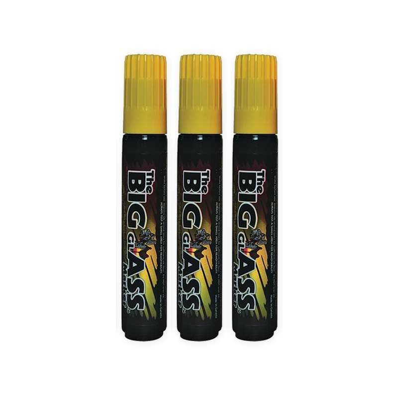 The Big Glass Marker Washable YELLOW Writer – Automotive Car Paint Pen – 3 Count