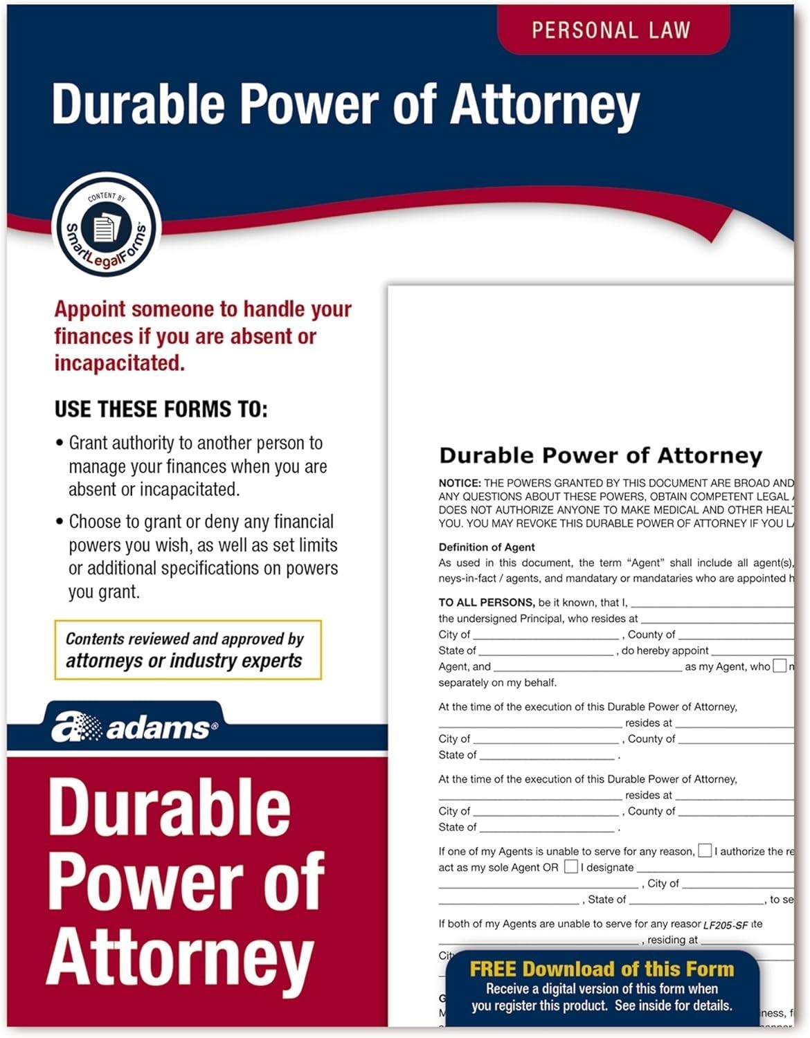 Durable Power of Attorney, Forms and Instructions LF205, White