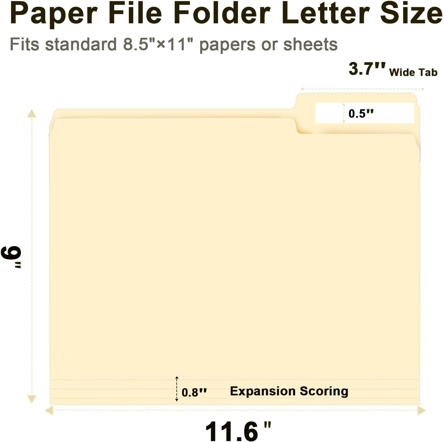 File Folder, 150 Pack 1/3 Cut Tab File Folders Letter Size, Manila Folders, Fol