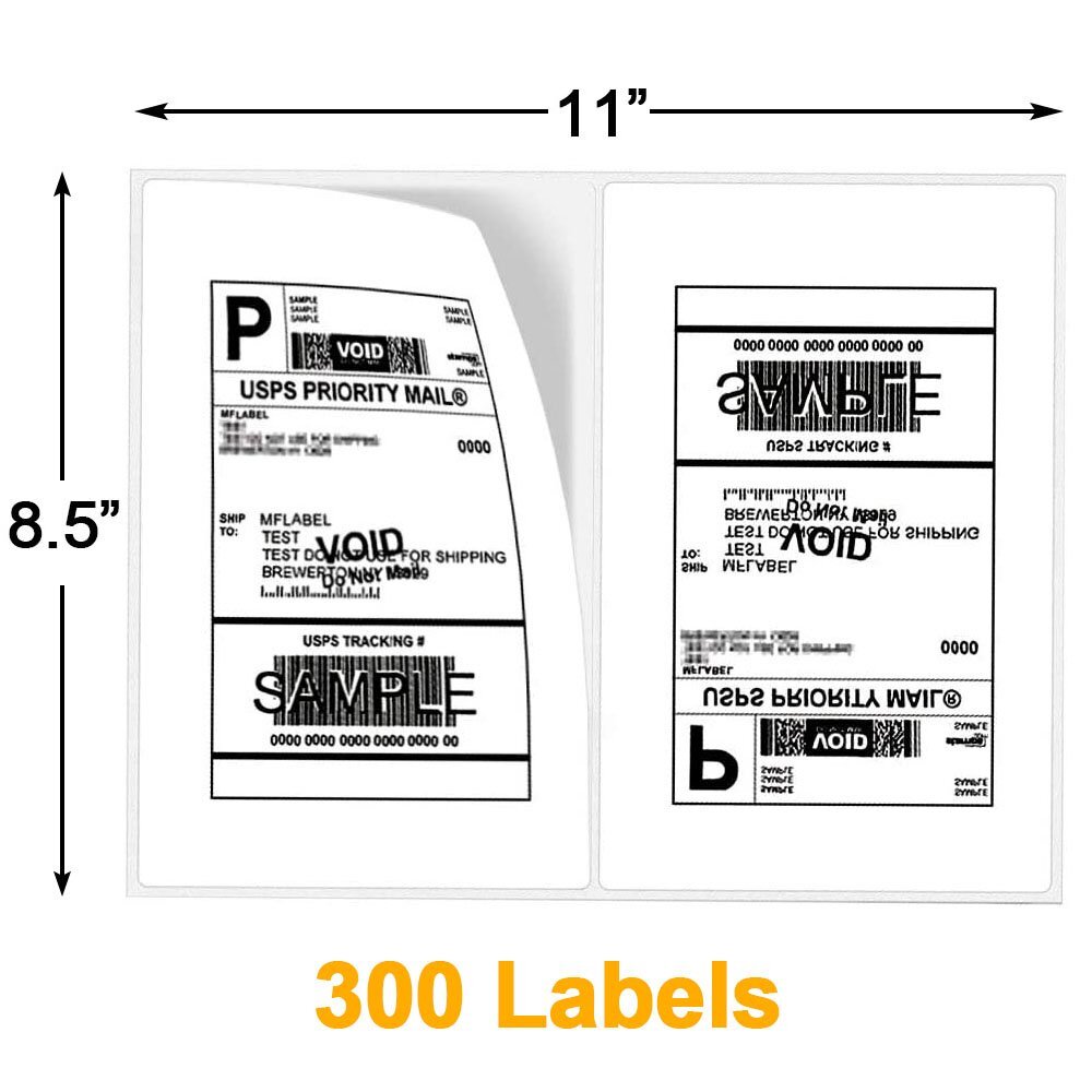 300 Shipping Labels 8.5×5.5 Half Sheets Self Adhesive Blank Label 2 Per Sheet US