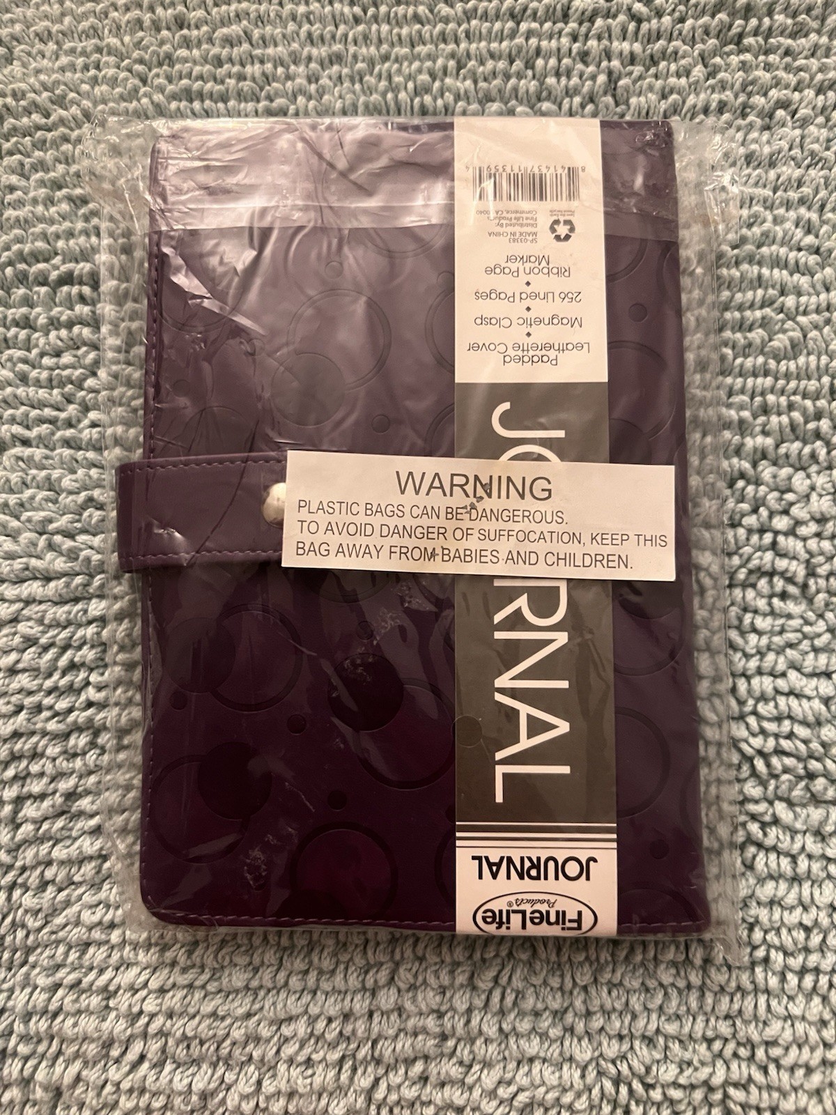 FineLife Purple Faux Leather Illustrated Journal, Magnetic Snap, 256 Lined Pages