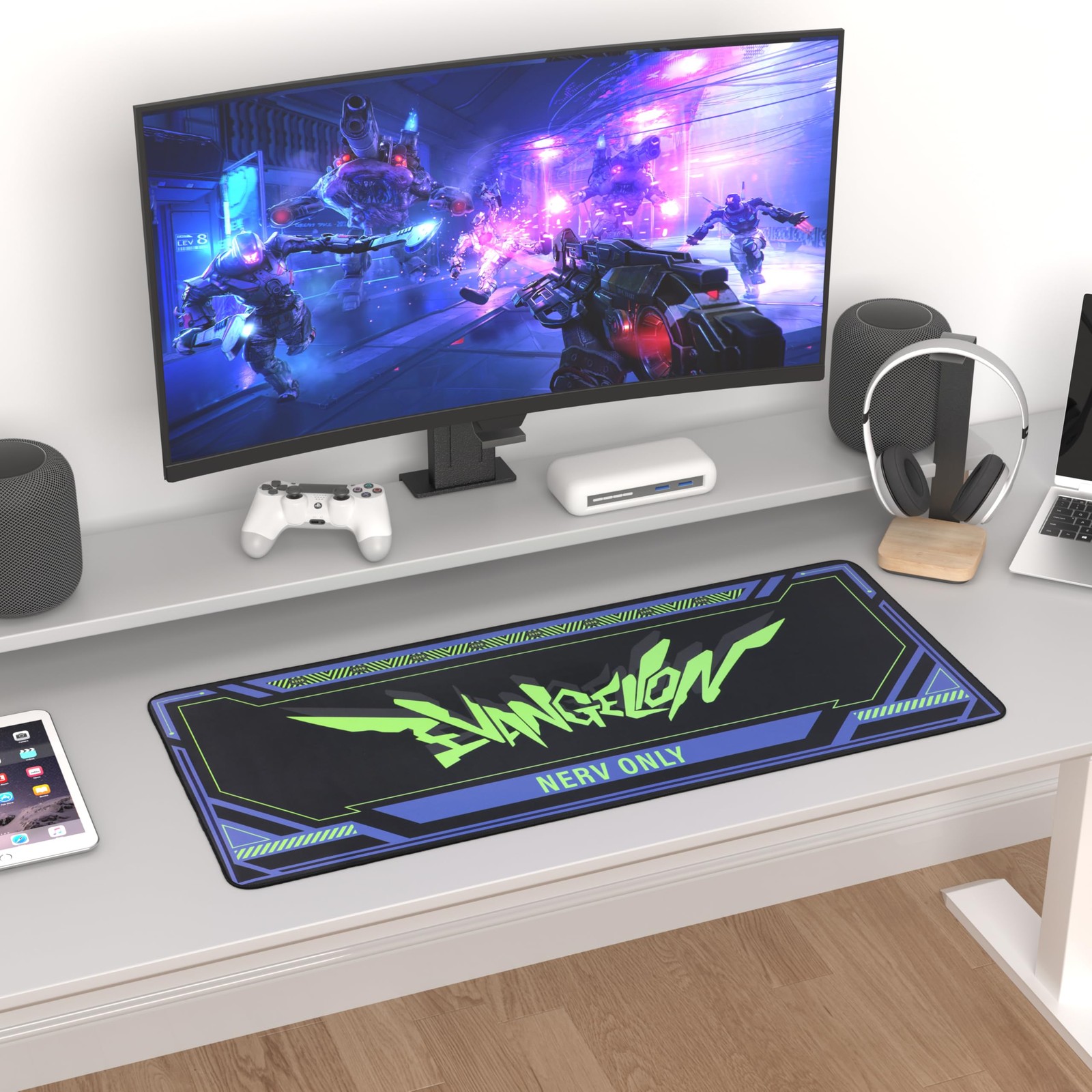 Mouse pad – Inspired by NERV & Evangelion Sci-Fi 35.4L x 15.7W inches, Purple