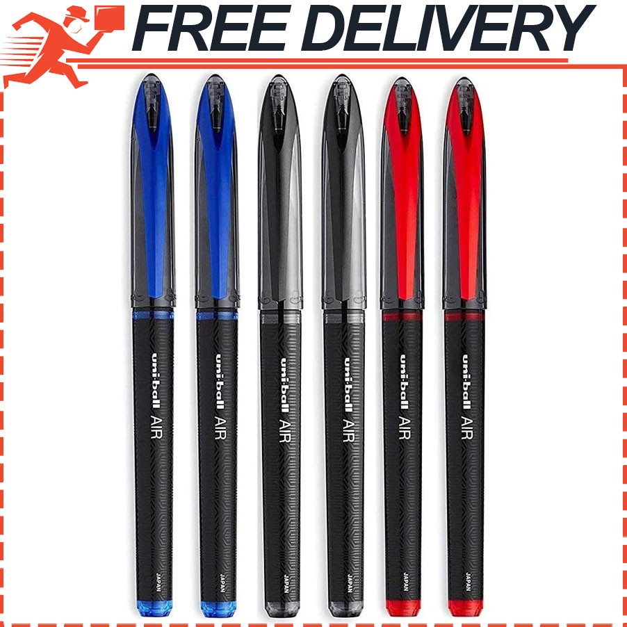 6Pack 0.5mm Fine Rollerball 2 Black, 2 Blue and 2 Red Packing may vary