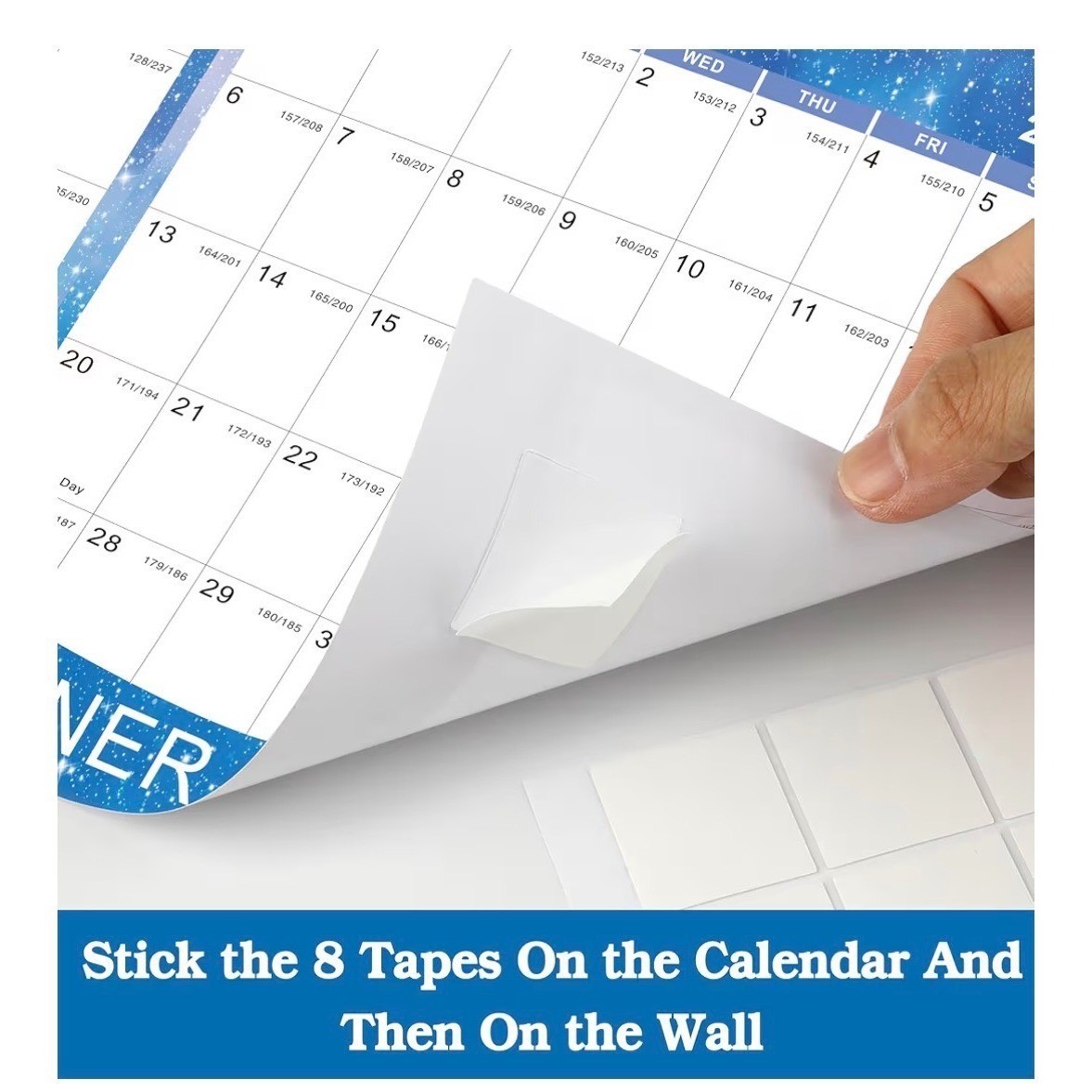 Vibrant Focus 2026-2027 Yearly Wall Calendar Planner Blue Star 34.7 x 22.8 XL