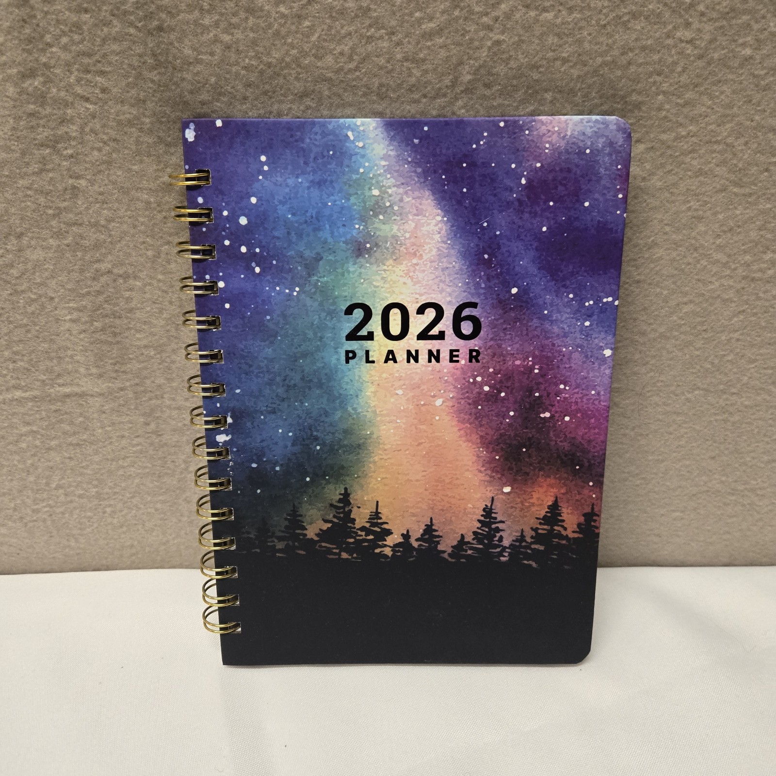 2026 Planner New Spiral 8.5×6 Daily Monthly Calendar Notebook Aurora Cosmic