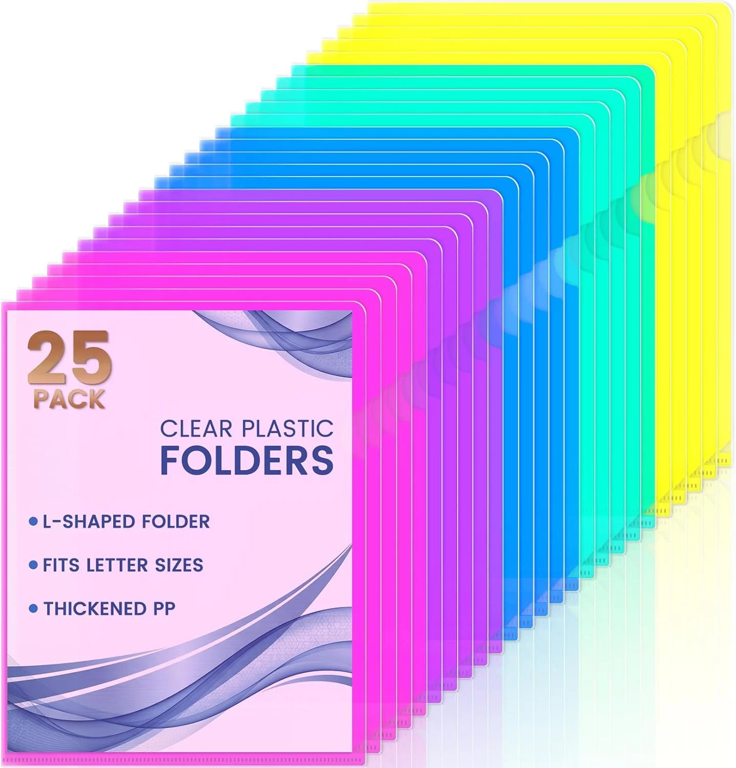Sooez 25 Pack Clear Document Folder Project Pockets, Clear Plastic Folders Lette