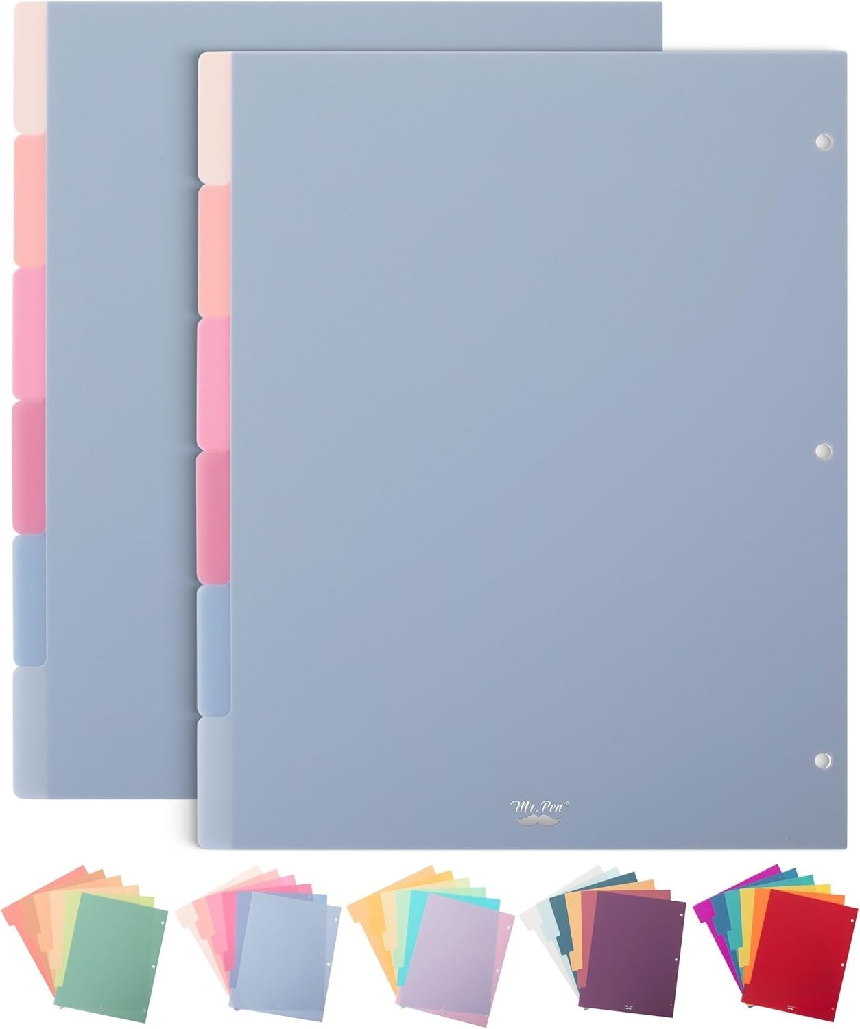 12-Pack Misty Plastic Binder Dividers with Tabs