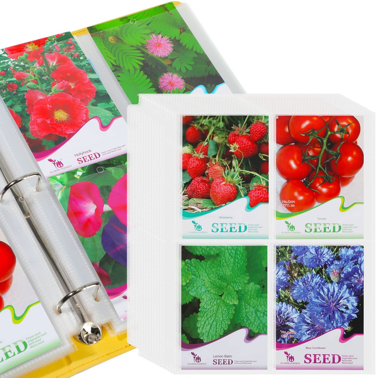 30 Pack 4 Pocket Seed Storage Organizer Sleeves Garden Seed Sleeves