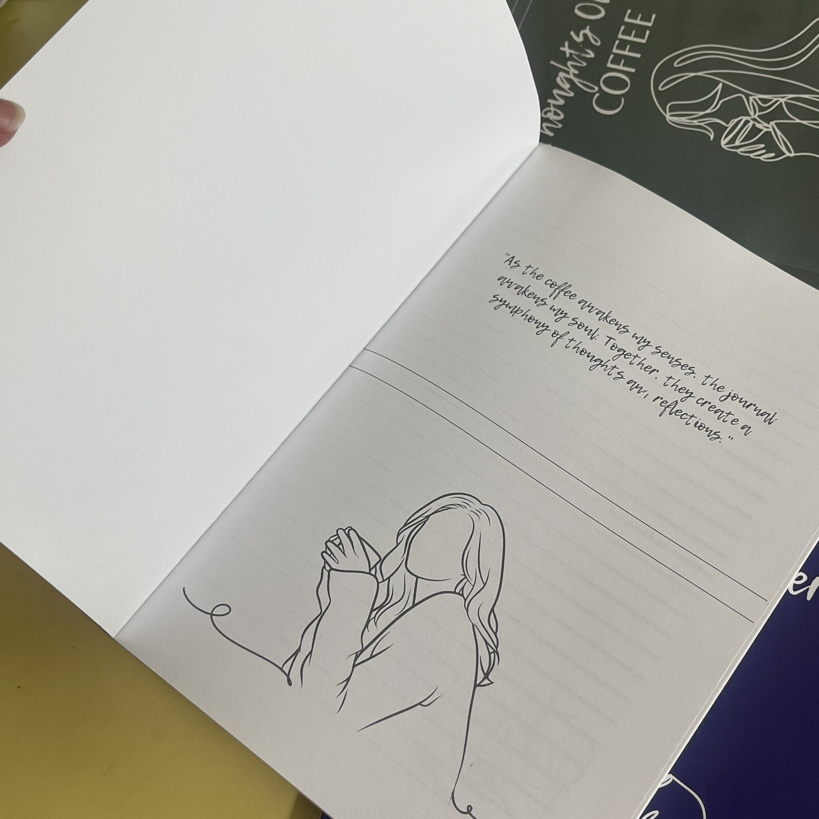 3 Minimalist Notebook Thoughts Over Coffee 7×10” Blue Green Burgundy 100 Pages E