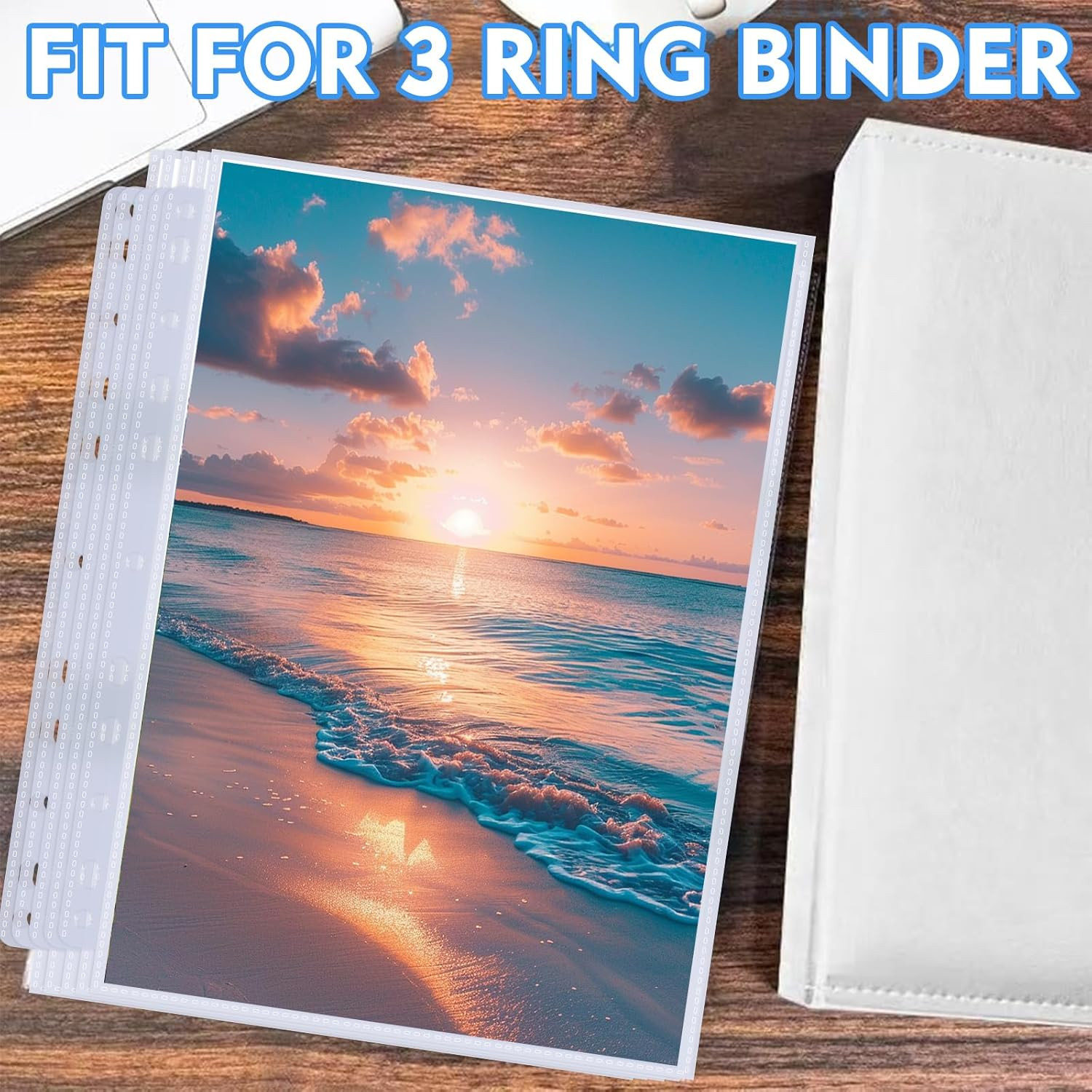 50 Pack 8X10 Photo Sleeves for 3 Ring Binder – Holds 100 Photos, Archival Safe,