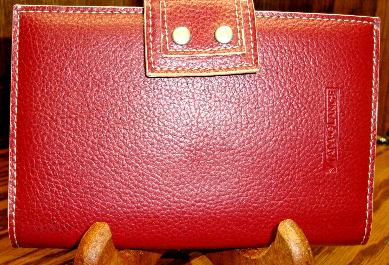 Vtg Burgundy ‘At A Glance’ Faux Leather Unisex Wallet Organize~Snap Closure 817