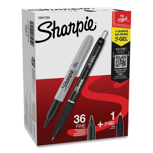 Sharpie Fine Point Marker Value Pack, Black, 36/Pack + Bonus S-Gel Pen