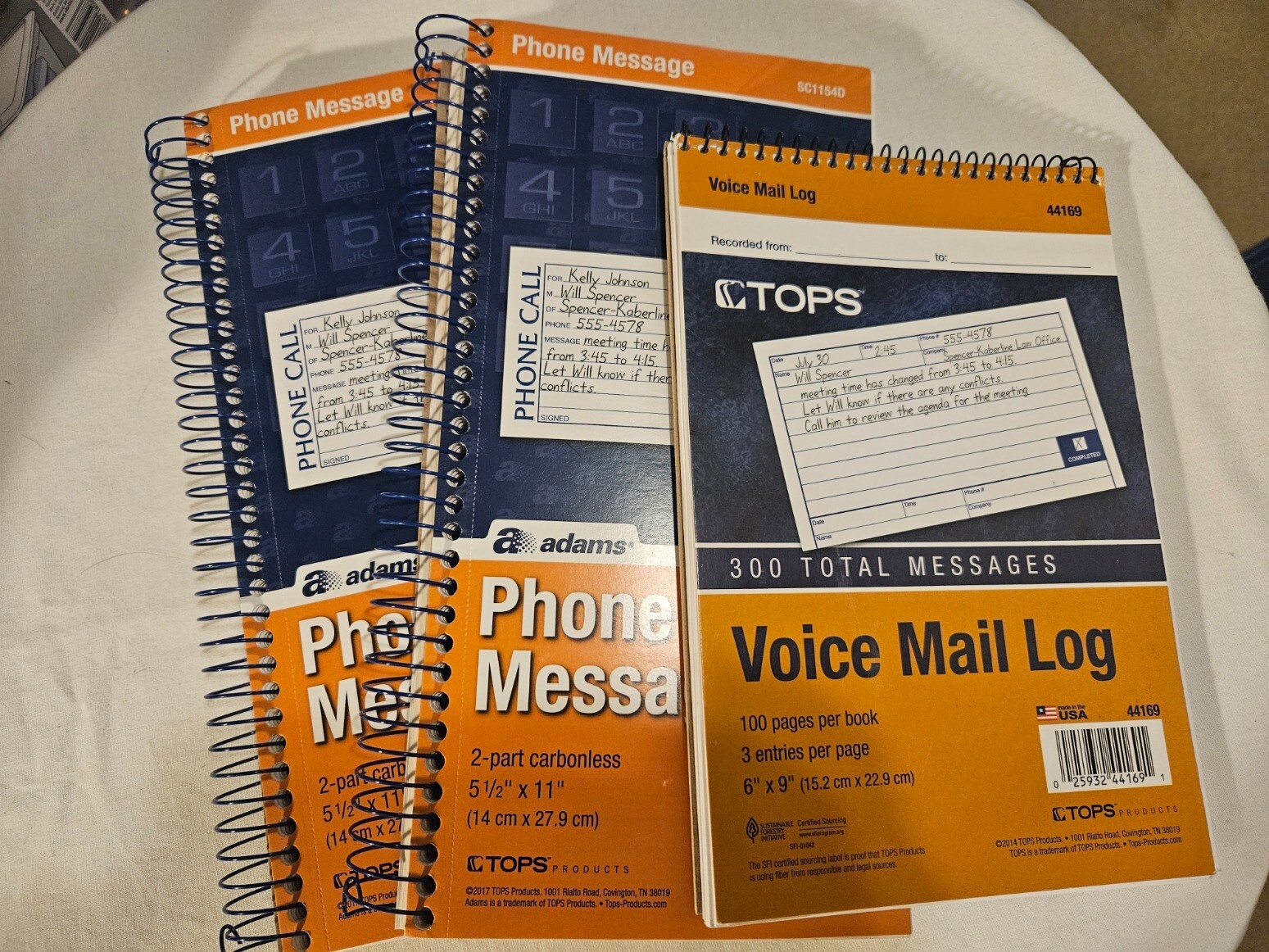 Adams Phone Message Books Lot of 2 and Tops Voice Mail Log See Description