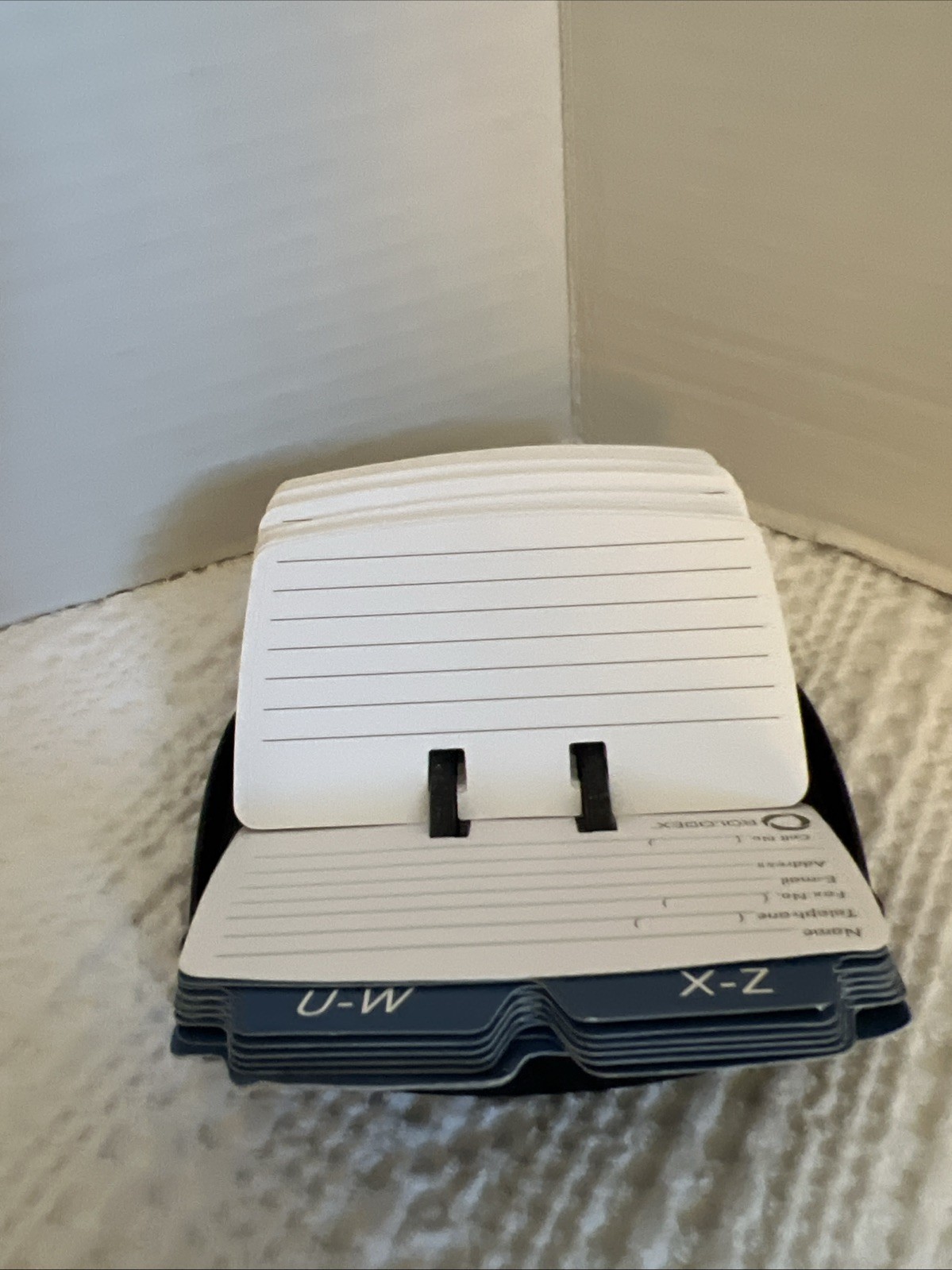 Rolodex Petite Business Card File R-450 Black w/ E–Z Tabs with Contacts Cards