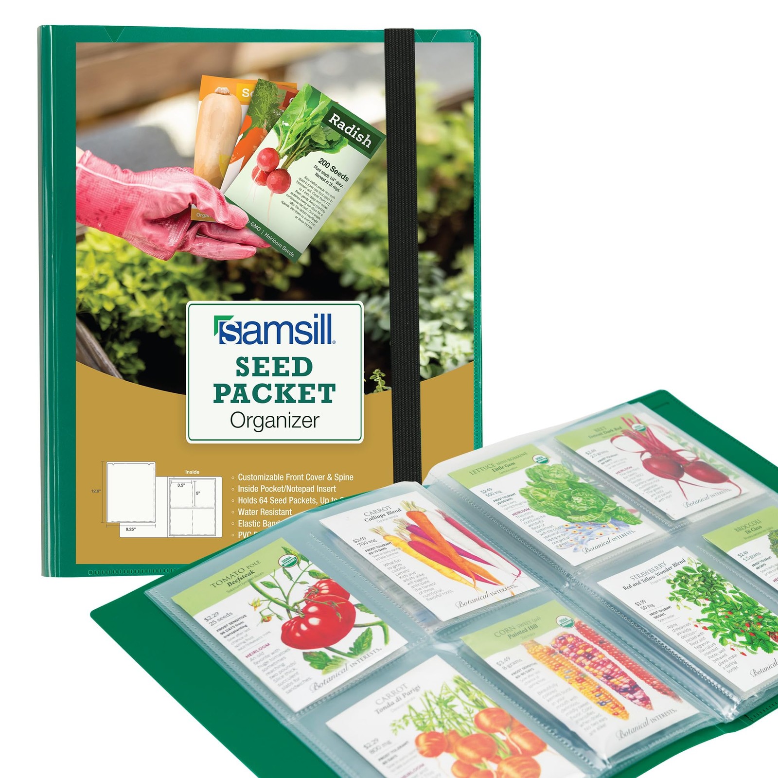 Seed Organizer Reusable Garden Storage Planner Holds 64 Packets 32 Pocket
