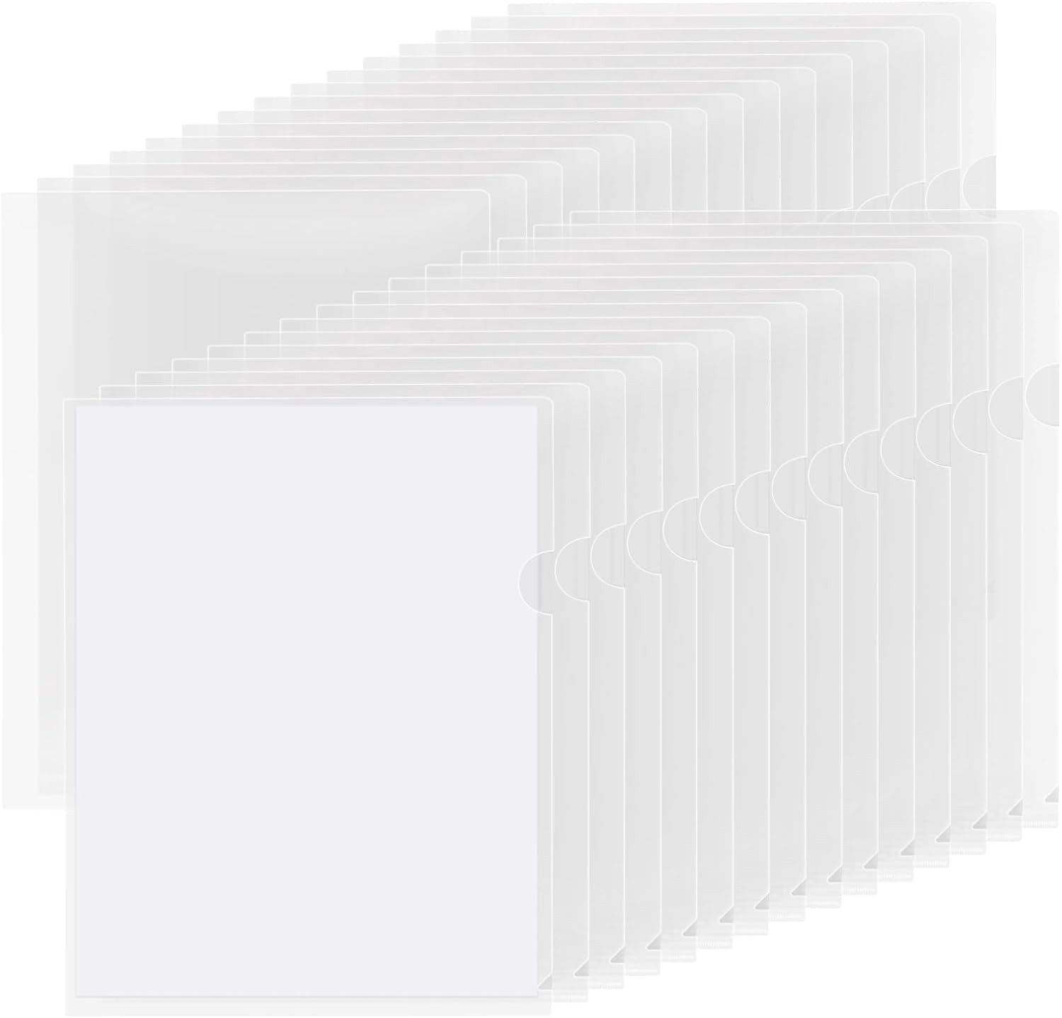 Clear Plastic Document Sleeves 48 Pack Letter Size 8.5×11 L-Shaped File Jackets
