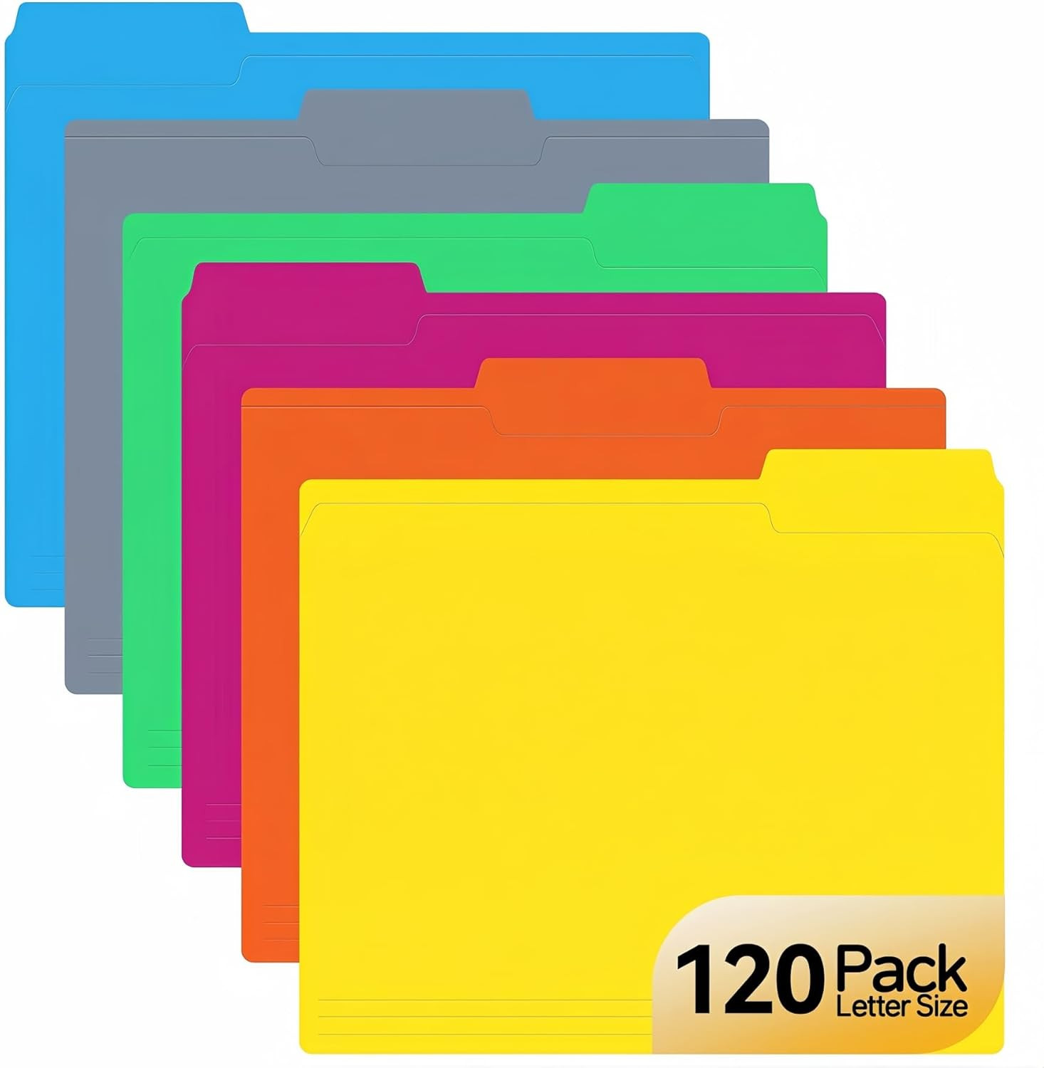 120 Pack Colored File Folders, 1/3 Cut Tab Letter Size 8.5″ x 11″ Manila Folders