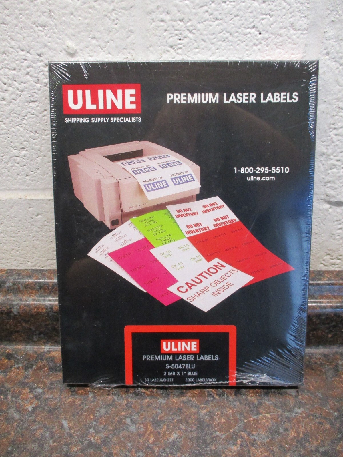 ULINE S-5047BLU Premium 3000 BLUE Self-Stick 2 5/8 X 1” Laser Mailing Labels