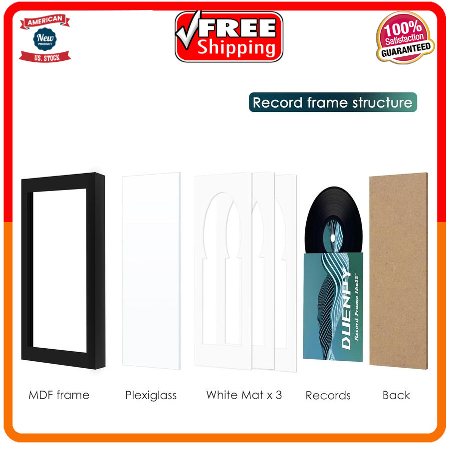 Vinyl Record Display Frame 16X22 Inches Display Record Album and 12.5X12.5 Album