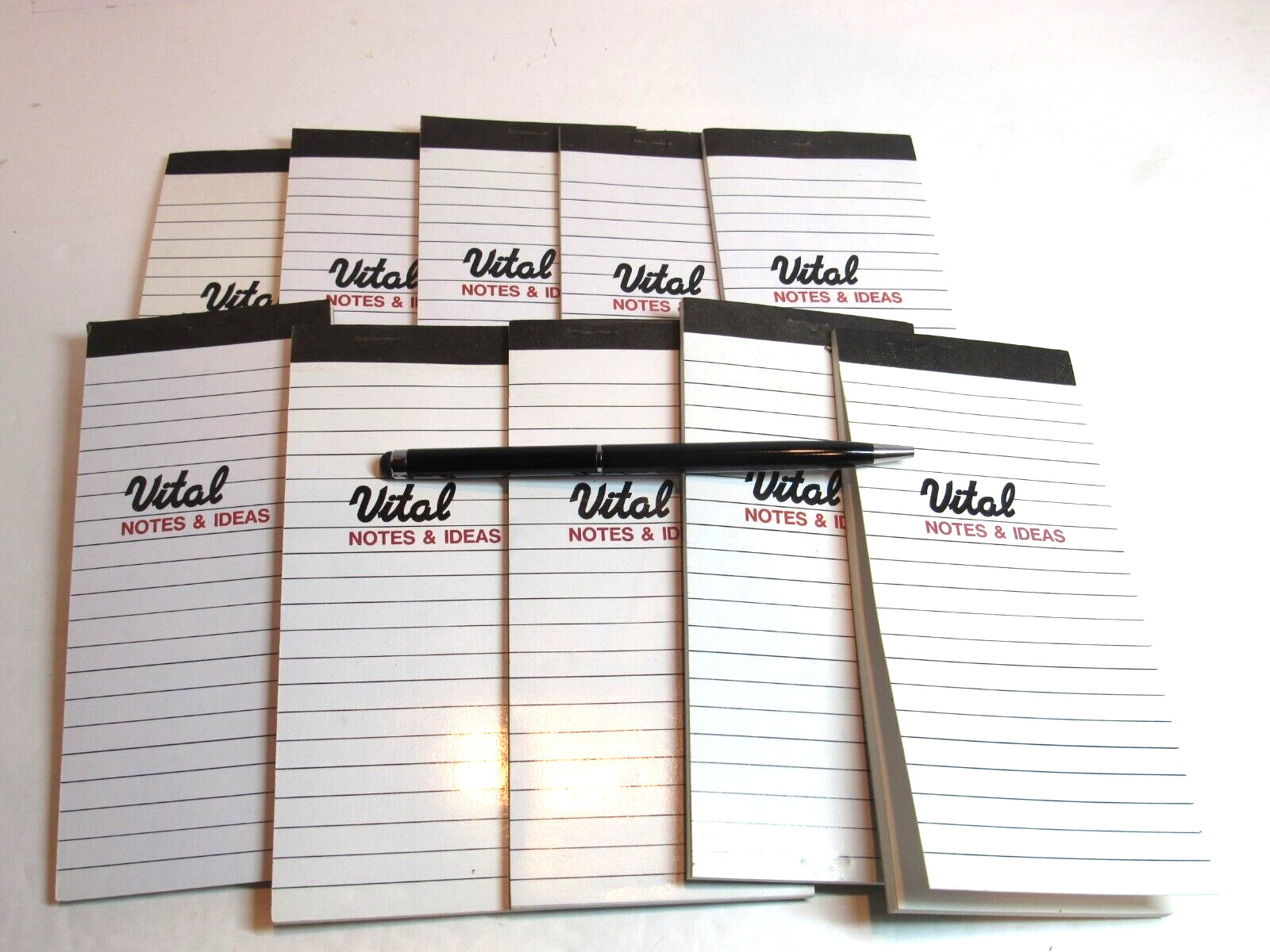 Vital Pocket Notebook Refills Memo 10 Pack 2 6/8” x 6” Unlined+Free Metal Pen