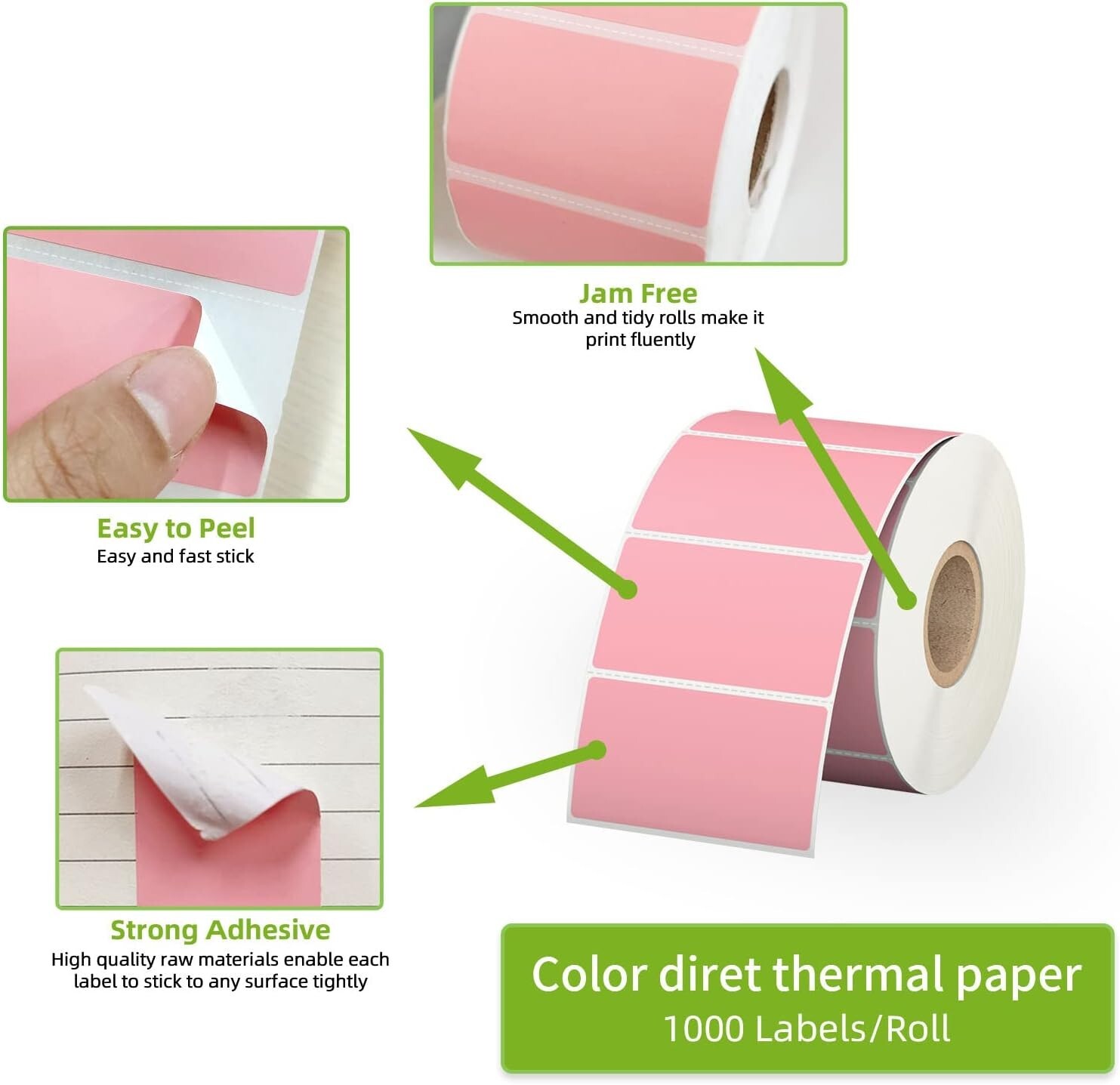 1 Roll Direct Thermal Pink Labels 2×1 FBA Barcode Labels For Zebra Rollo