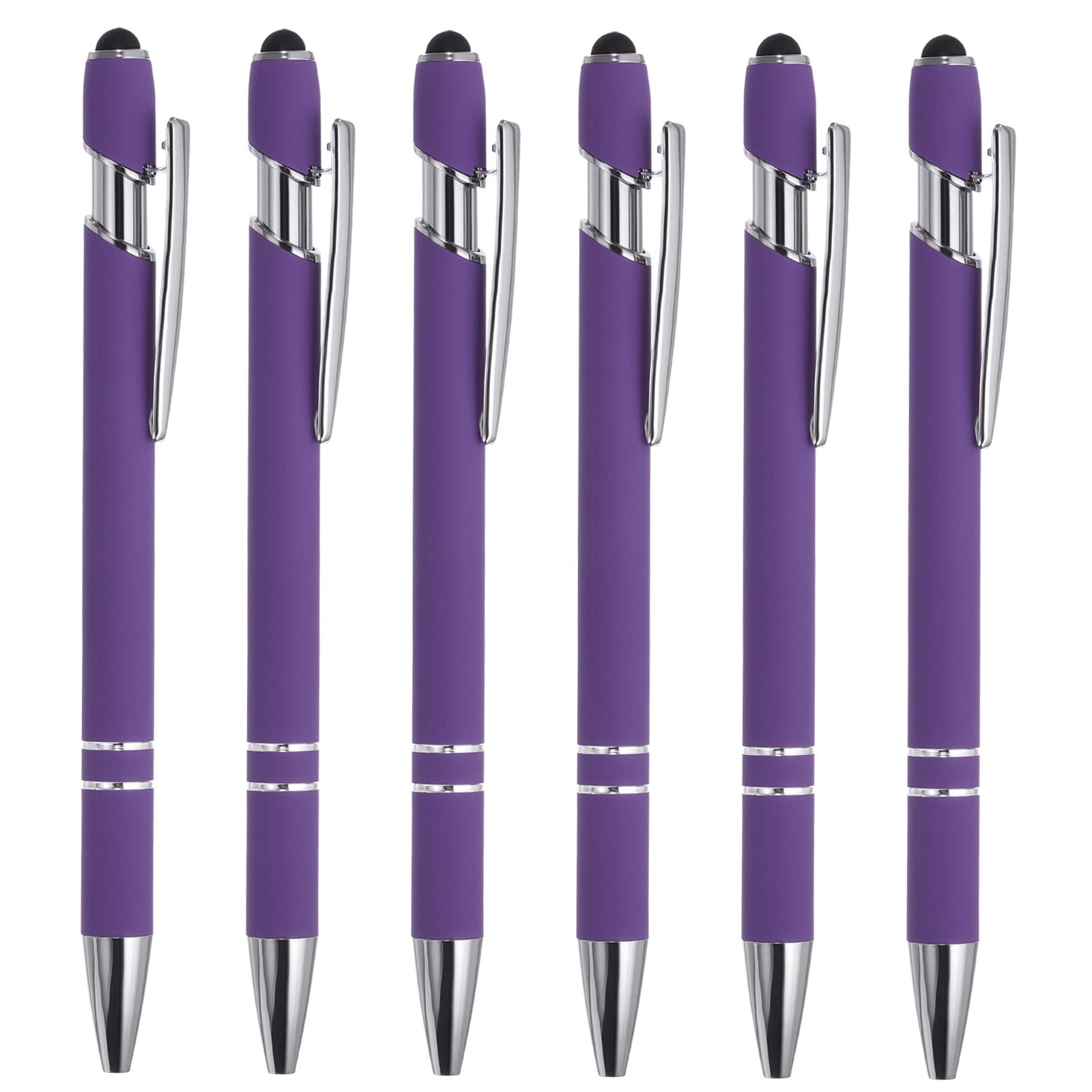 Ballpoint Pen with Tip, 6 Pack 2 in 1 Metal Pen Style 1, Purple