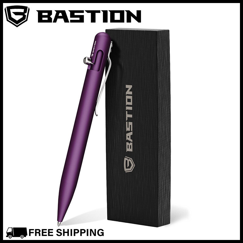 BASTION BOLT ACTION ALUMINUM PURPLE PEN Metal Slim Luxury EDC Ballpoint Pens NEW