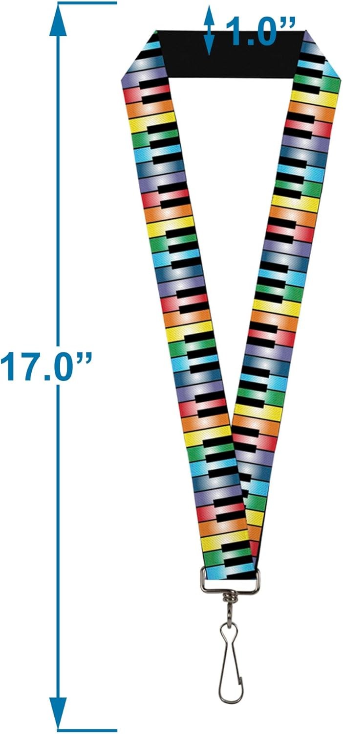 Buckle-Down unisex adults Buckle-down Lanyard – Piano Key Chain, Multicolor, Sta