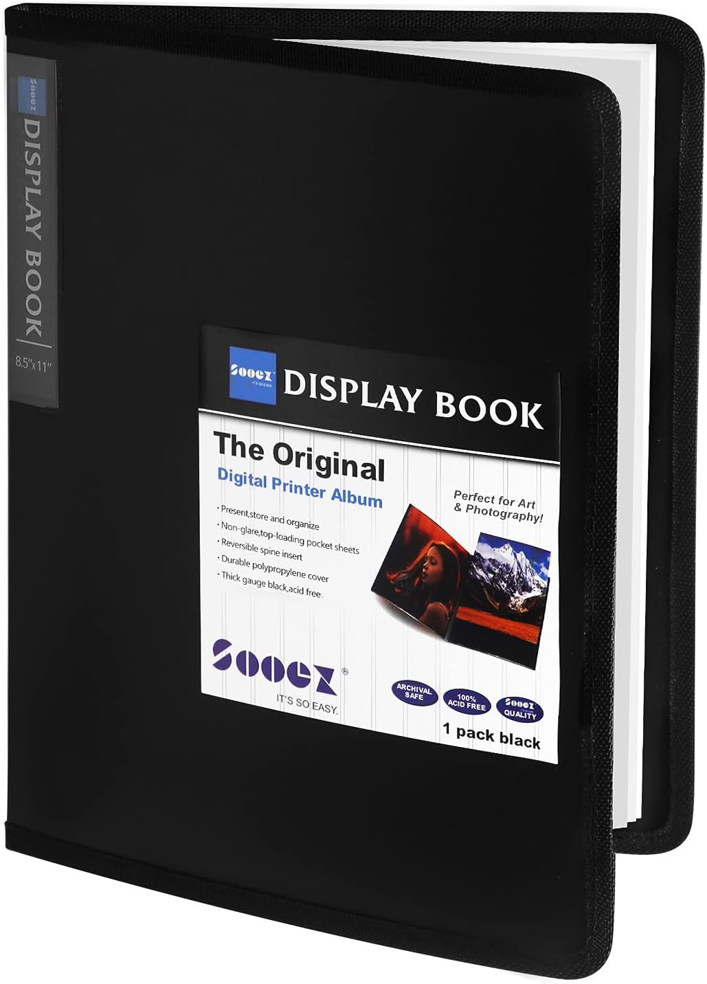 30-Pocket Binder with Plastic Sleeves 8.5X11 (Black), Heavy Duty Art Portfoli…