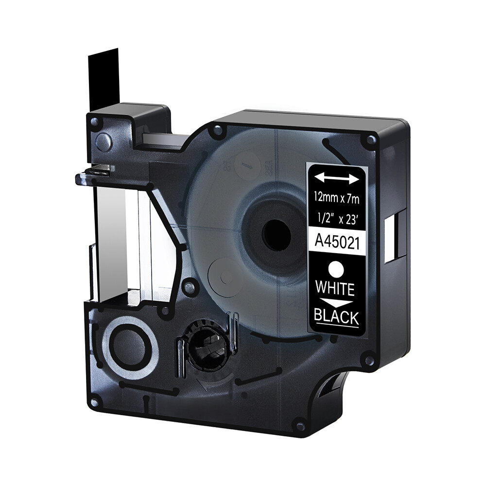 Compatible for DYMO D1 45021 LabelManager 150 200 Label Tape White/Black 12mm